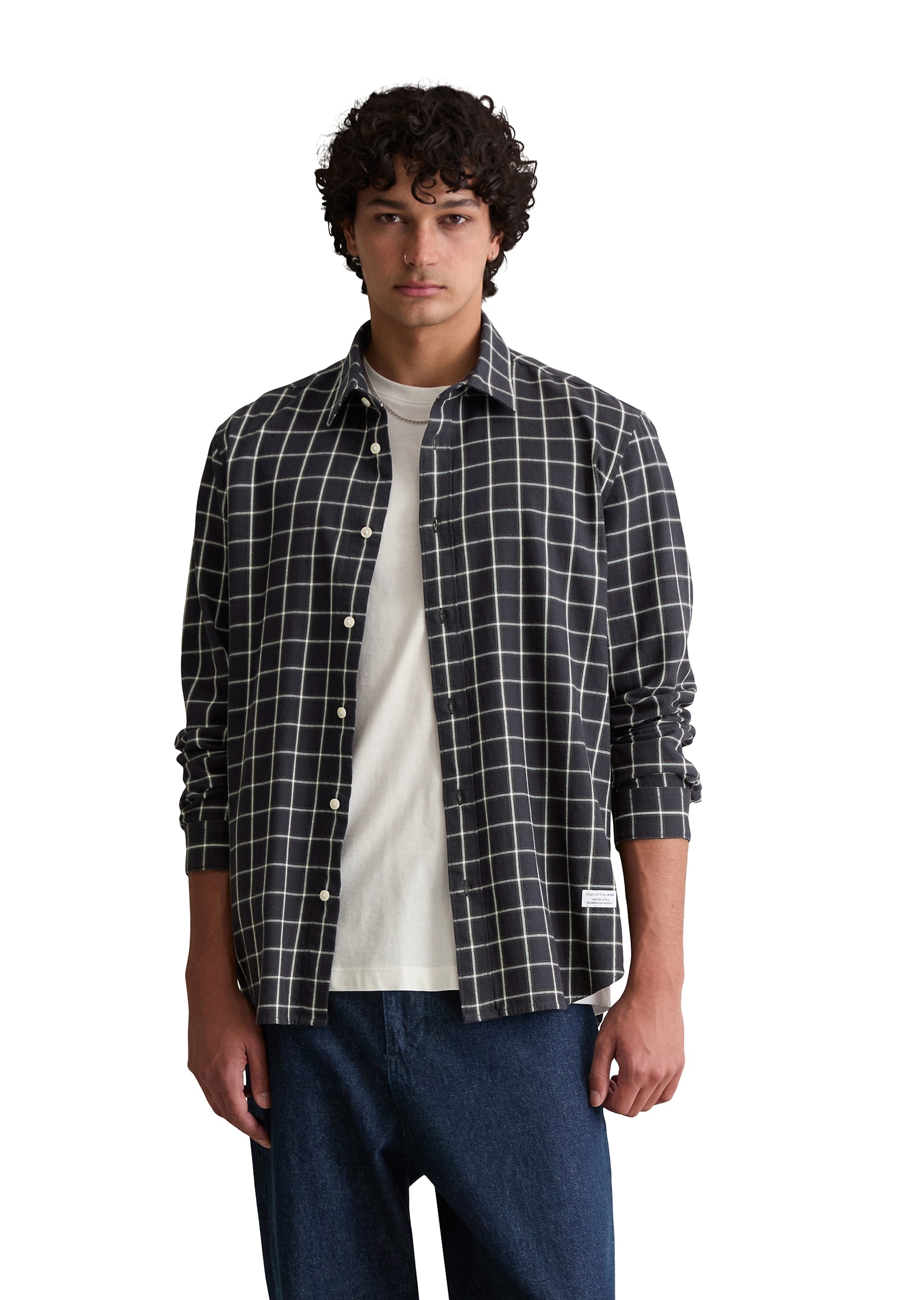 Marc O'Polo DENIM Langarmhemd Businesshemd, Kentkragen, garngefärbtes Karomuster, regular fit