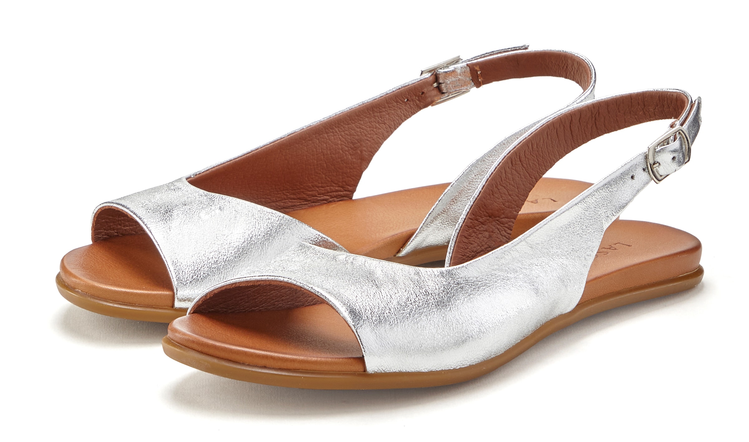 Sandale, aus Leder in modischer Metallic-Optik, Sandalette, Sommerschuh