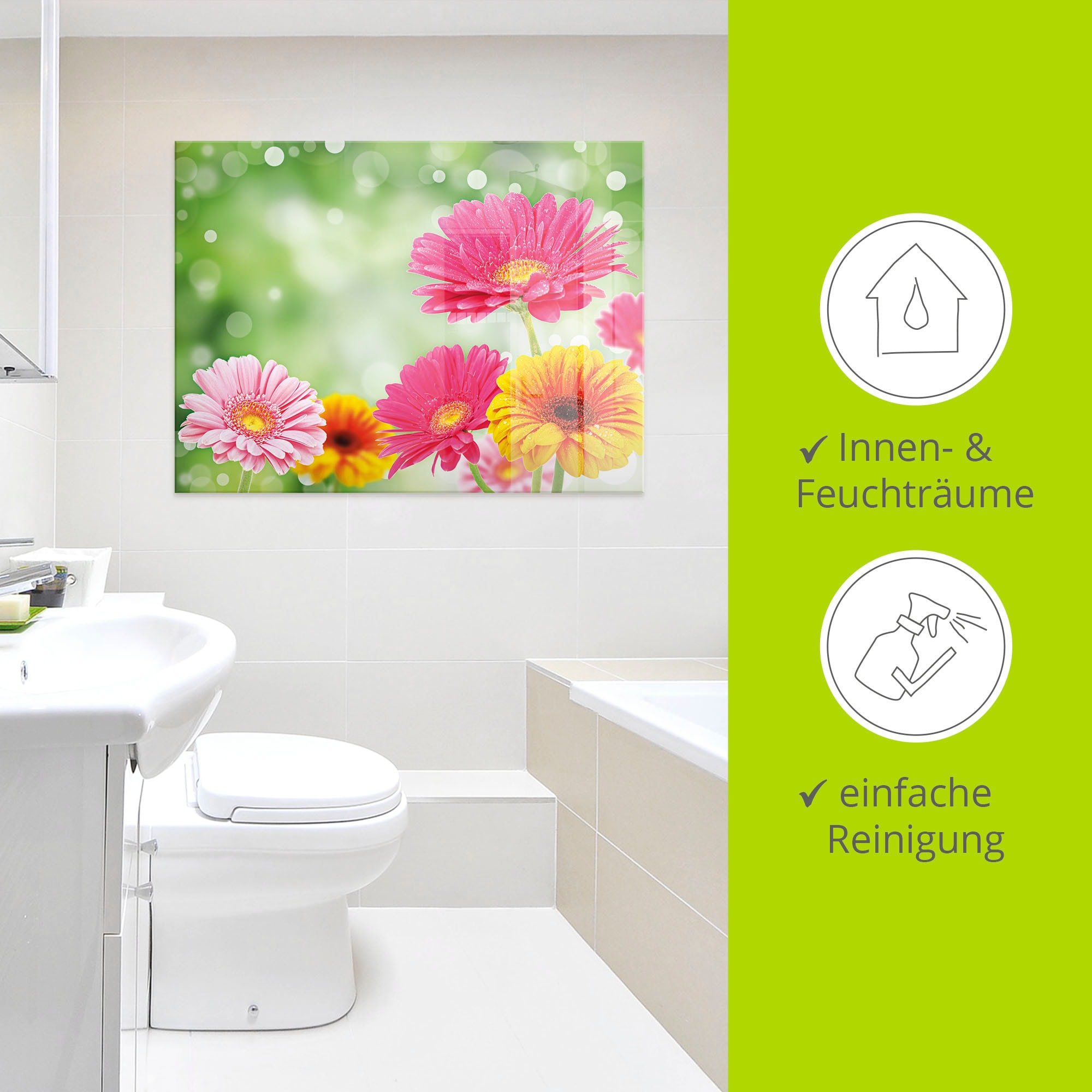 Artland Glasbild »Natürliche Romantik - Gerberas«, Blumen, (1 St.), in verschiedenen Grössen