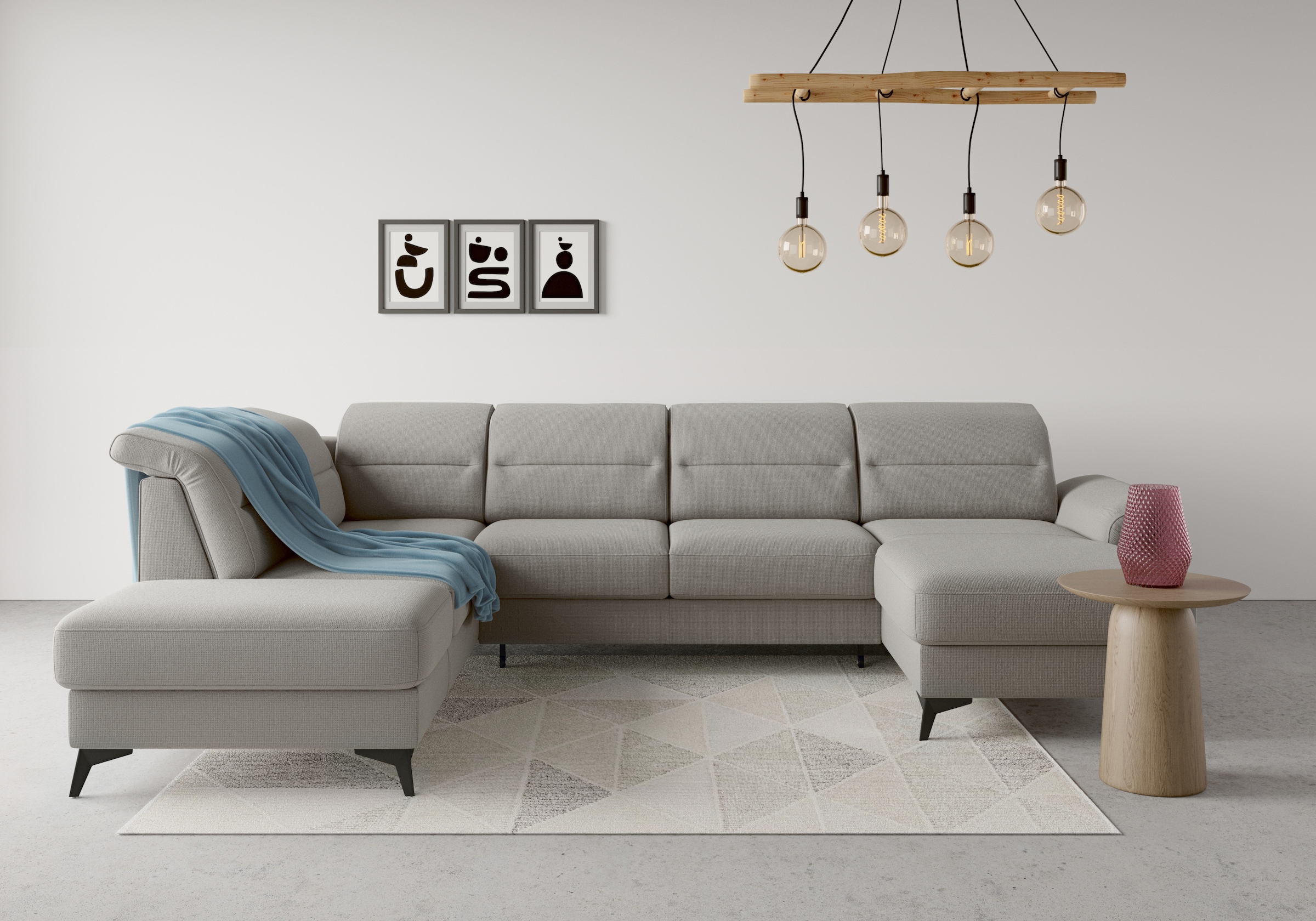 sit&more Wohnlandschaft "Sinatra U-Form" optional mit Kopfteilverstellung und Armteilfunktion, Metallfüsse