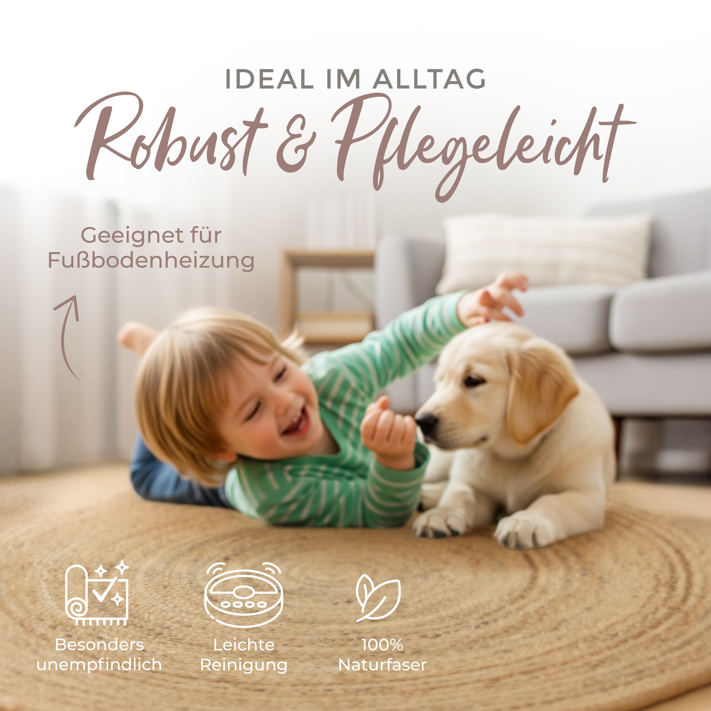 carpetfine Teppich »Nele Juteteppich Naturfaser«, rund, 6 mm Höhe, geflochtener Wendeteppich aus 100%Jute, in rund und oval, viele Grössen