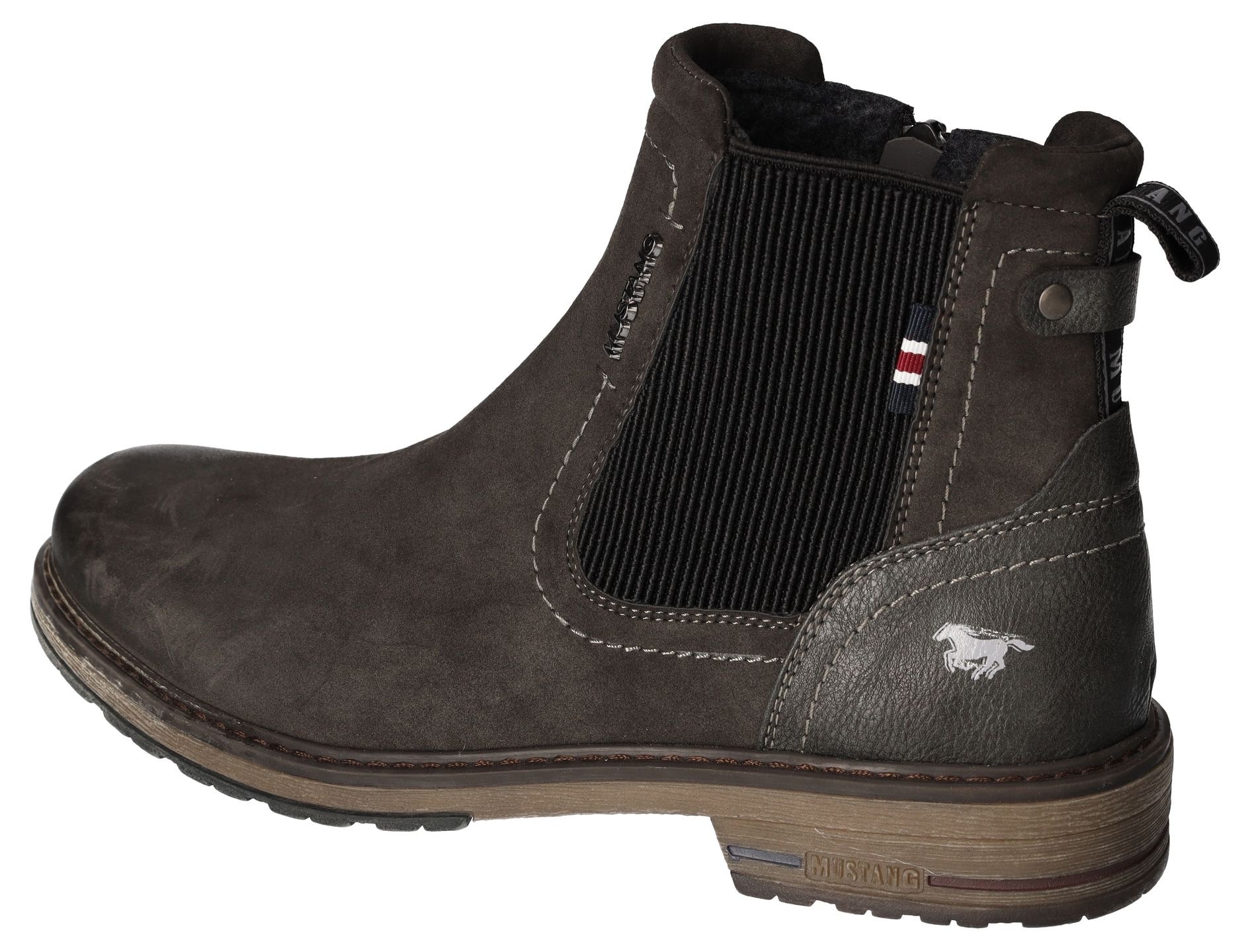 Mustang Shoes Chelseaboots, Schlupfboots, Stiefelette, Blockabsatz, seitlicher Stretcheinsatz