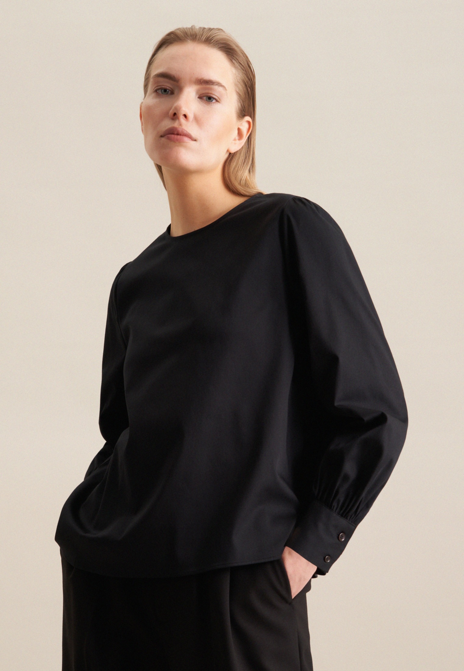 seidensticker Shirtbluse »Schwarze Rose« 1/1 Rundhals Uni