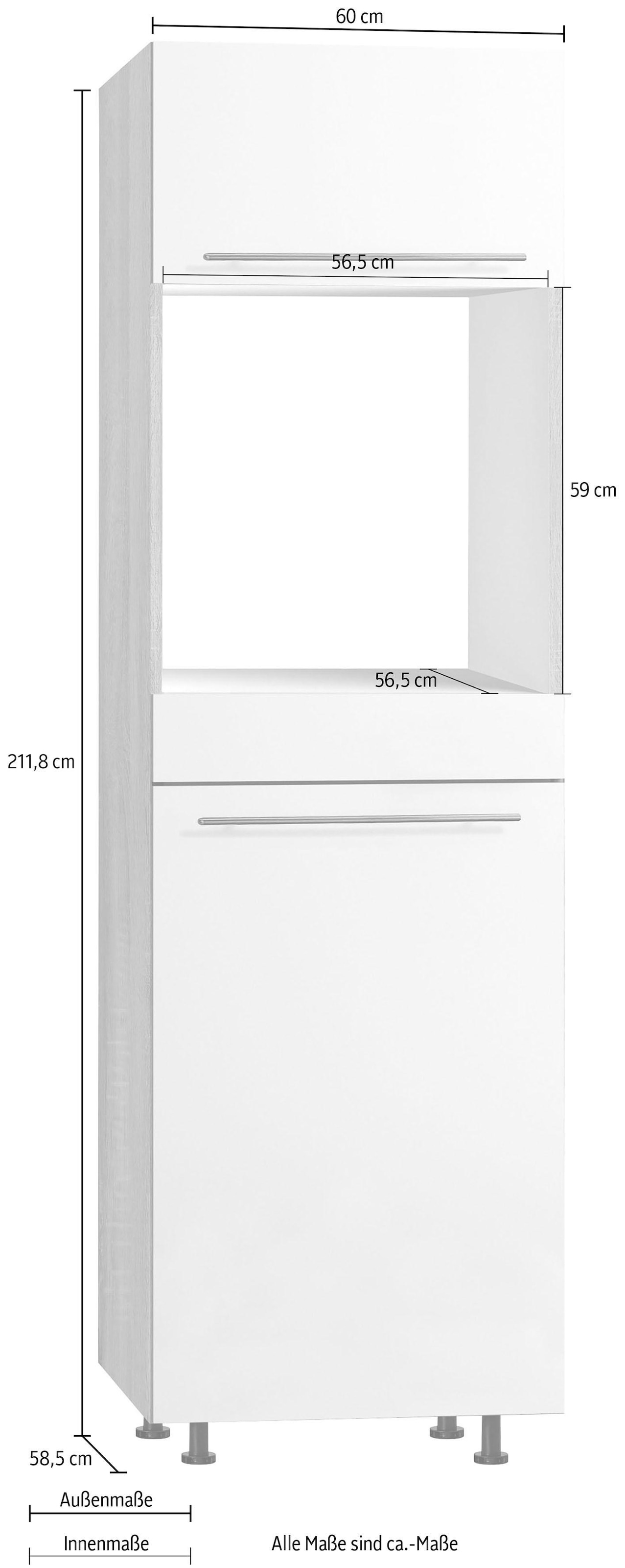 OPTIFIT Backofenumbauschrank »Bern«, 60 cm breit, 212 cm hoch, mit höhenverstellbaren Stellfüssen