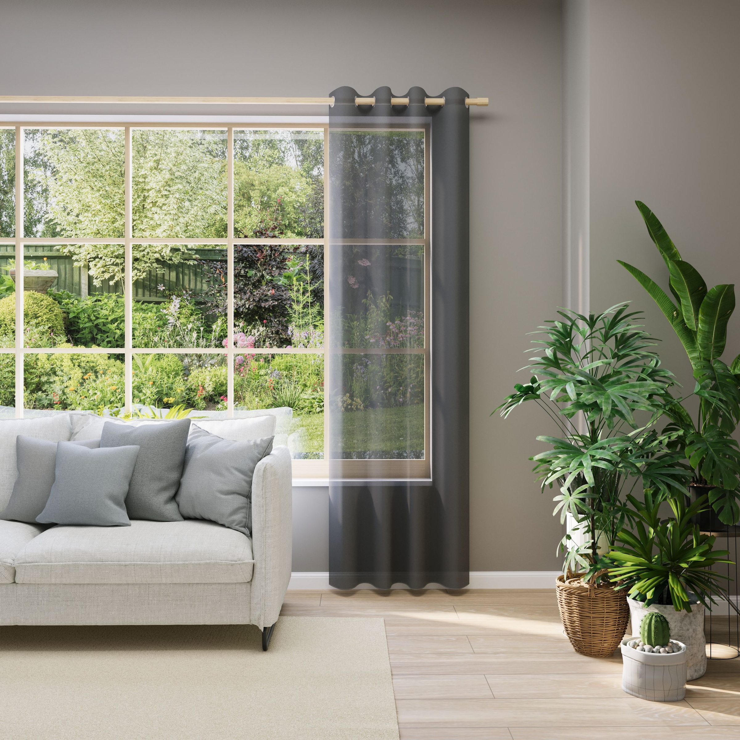 Neutex for you Vorhang nach Mass "EVA" Ösen 1 Stk. tlg. Uni-Voile mit elegantem Glanz