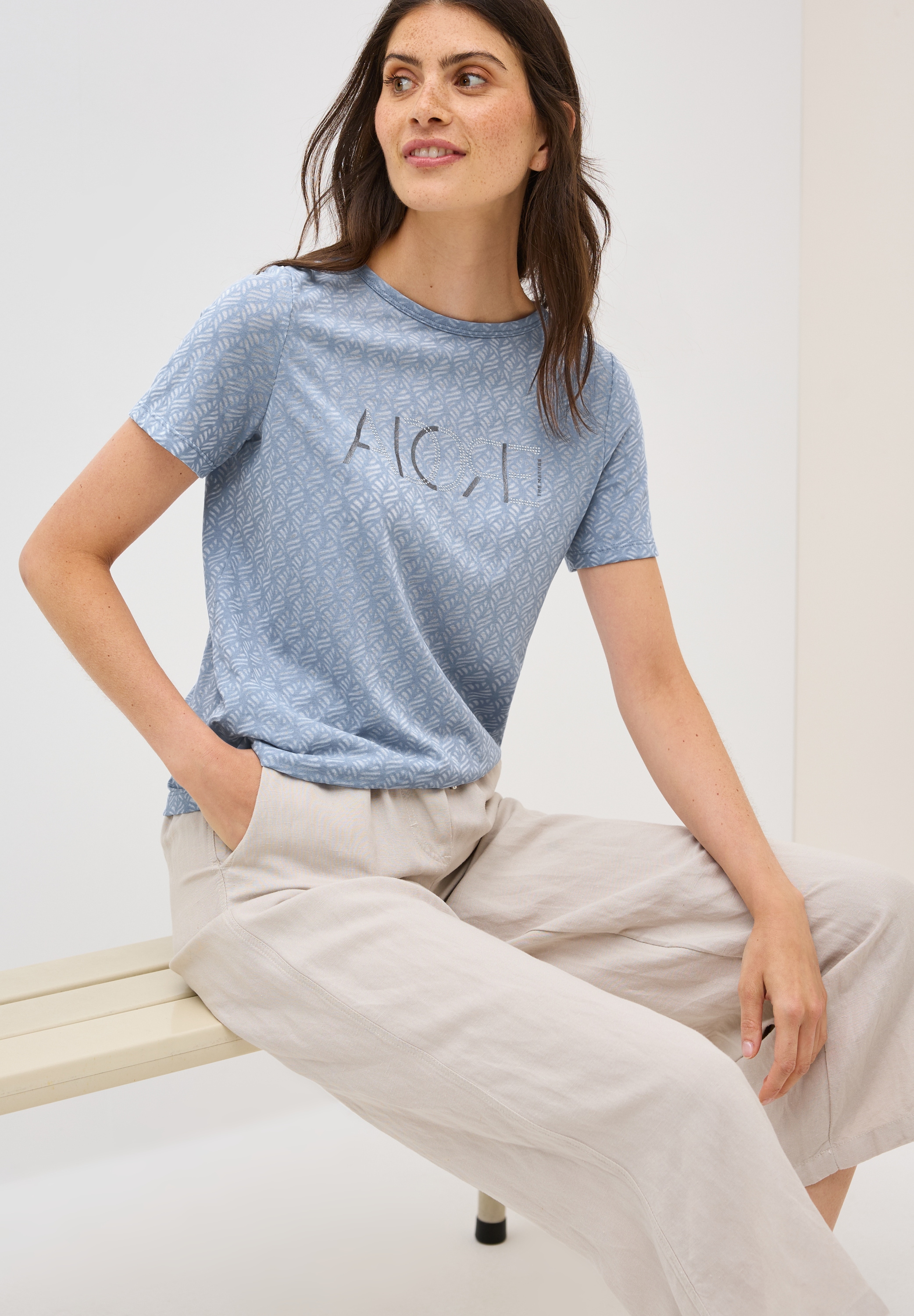 Cecil T-Shirt, in Ausbrenner-Optik mit Wording