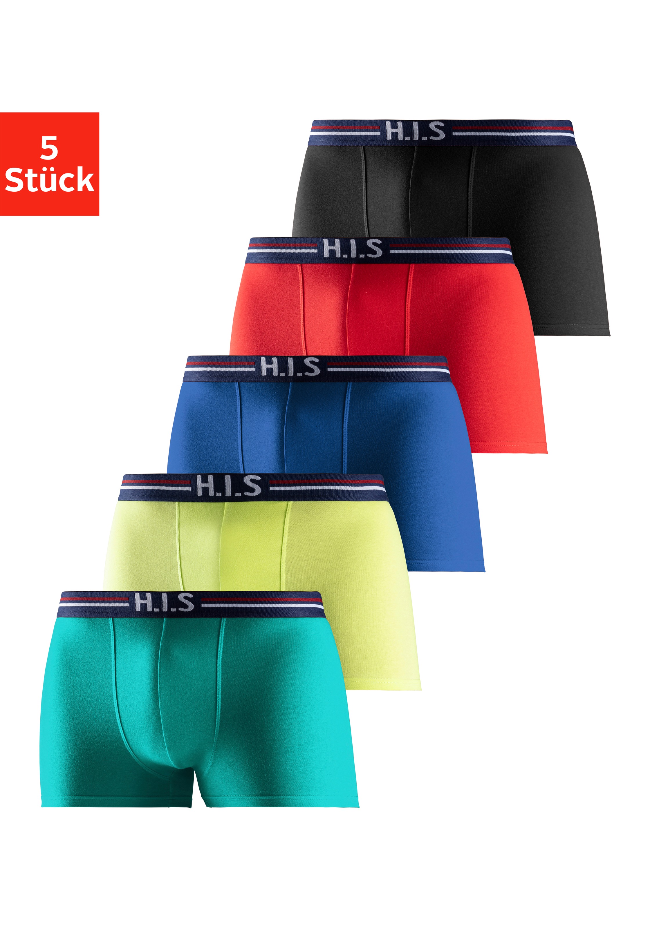 H.I.S Boxer »Boxershorts für Herren« Packung, 5 Stk. mit Streifen und Markenlogo im Bund