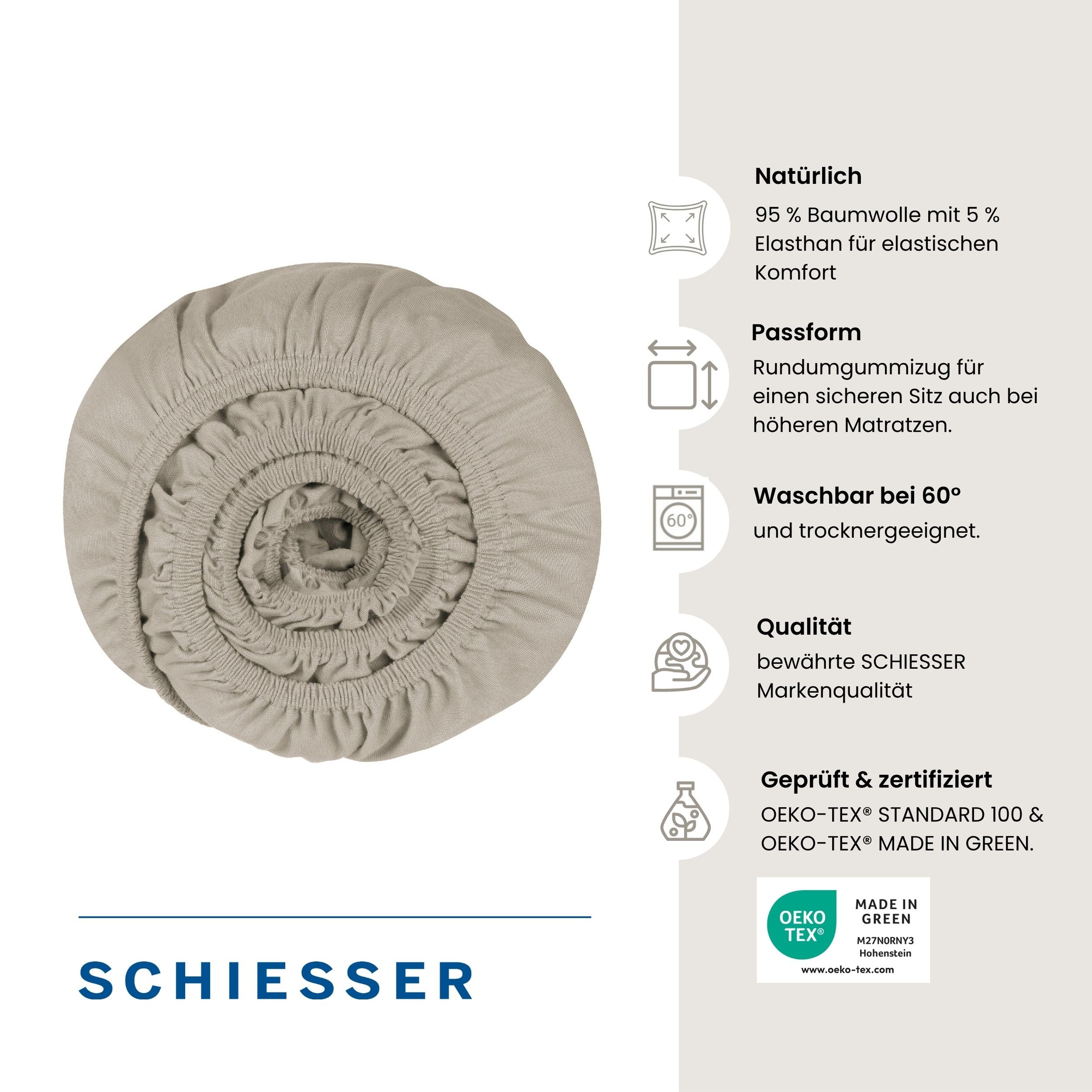 Schiesser Spannbettlaken "Flexi für Topper aus 95% Baumwolle und 5% Elasthan für flexiblen Sitz" für Matratzen bis zu 10 cm Höhe, OEKO-TEX MADE IN GREEN