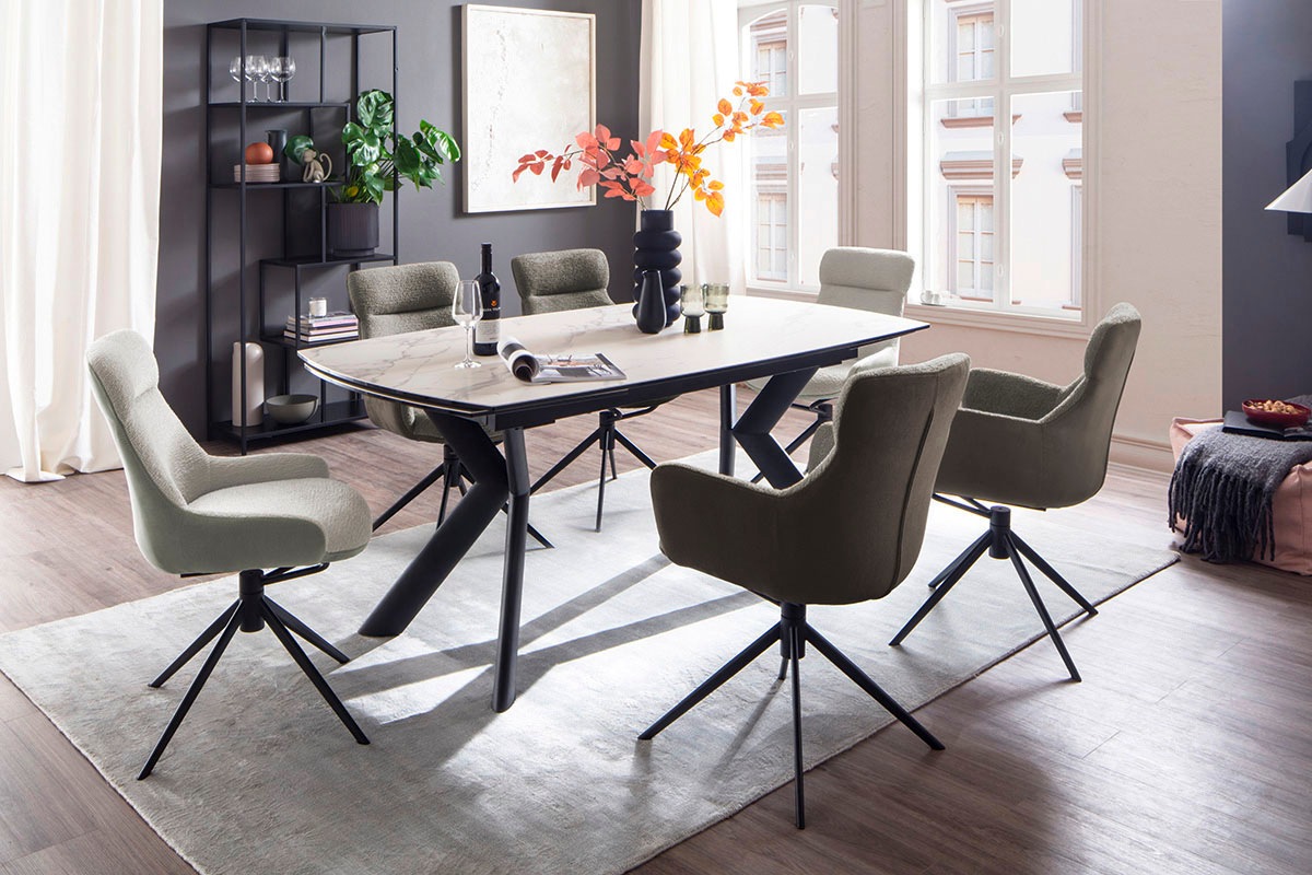 MCA furniture Esstisch »OSSANA Vierfusstisch 180-260 cm«, (Einzelstück), Keramik,Metall,Stirnauszug,ausziehbar,Tischplatte 13 mm,8-10 Personen