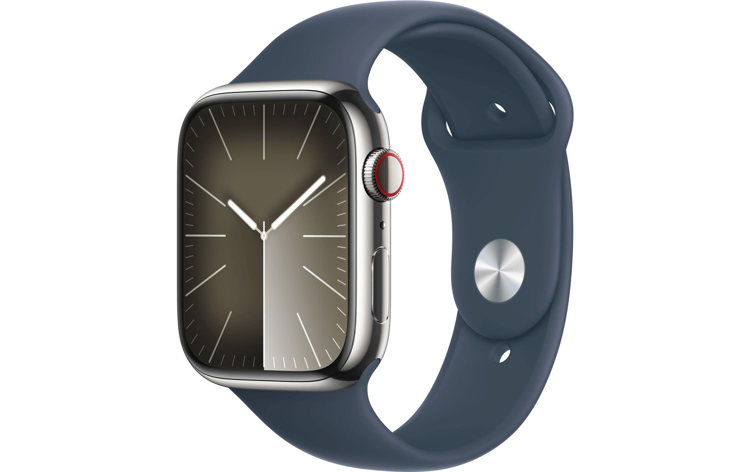 Apple Smartwatch »Series 9, GPS + Cellular, Edelstahl-Gehäuse mit Sportarmband«, Watch OS 10, 64 GB,)