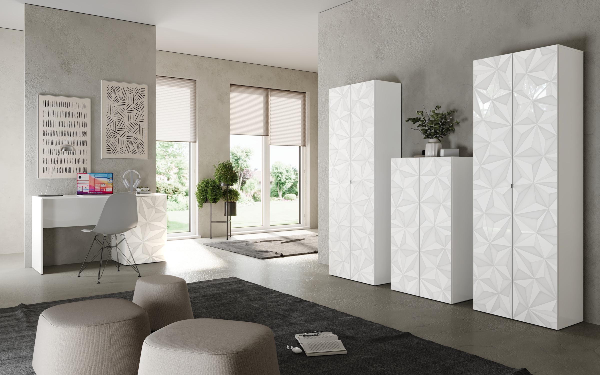 INOSIGN Aktenschrank »Prisma, Breite 63 cm, Höhe 114 cm, 2 Türen (2 Einlegeböden)«, Büroschrank, Mehrzweckschrank, Front mit Siebdruck