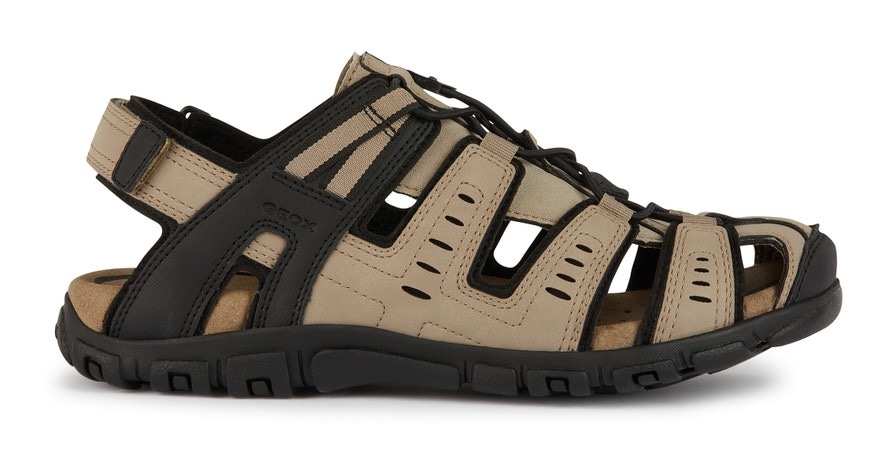 Geox Sandale »UOMO SANDAL STRADA C«, Sommerschuh, Klettschuh, Outdoorsandale, mit Lederfussbett