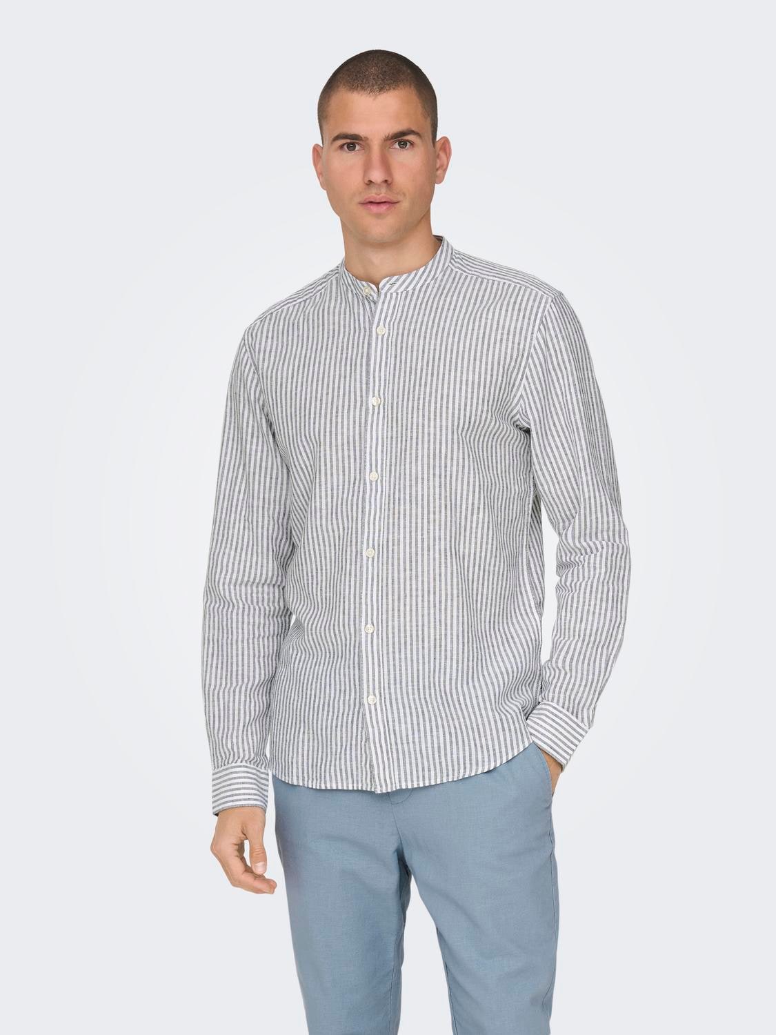 ONLY & SONS Langarmhemd »ONSCAIDEN LS MAO STRIPE LINEN SHIRT NOOS«