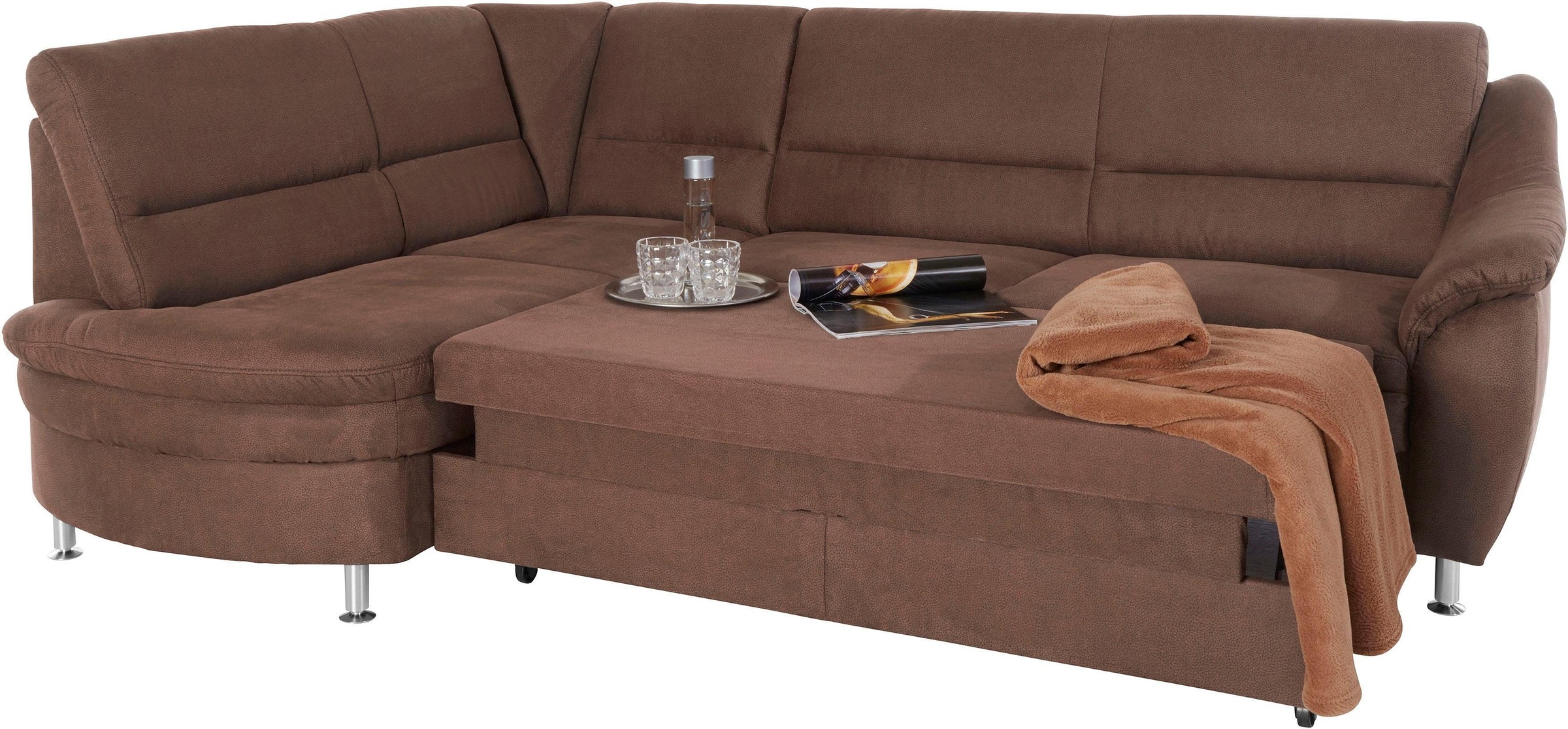 Places of Style Ecksofa »Cardoso L-Form«, Federkern, wahlweise mit Bett, Schubkasten