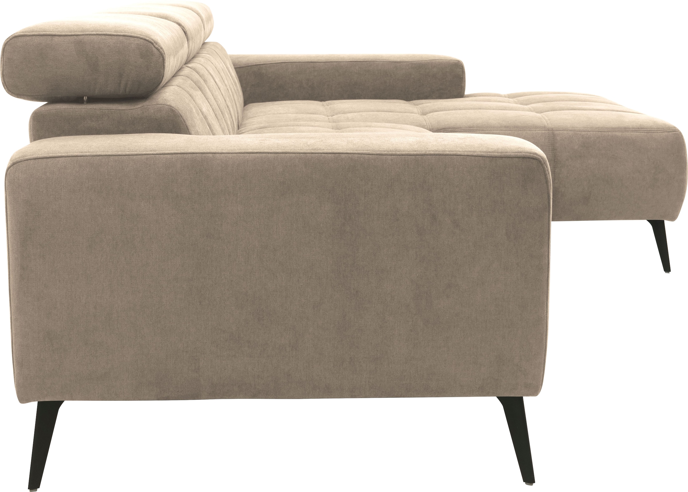 DOMO collection Ecksofa »Trento L-Form, mit Kufenfuss oder Einzelfuss«, wahlweise mit Kopfteilverstellung, Recamiere links/rechts bestellbar
