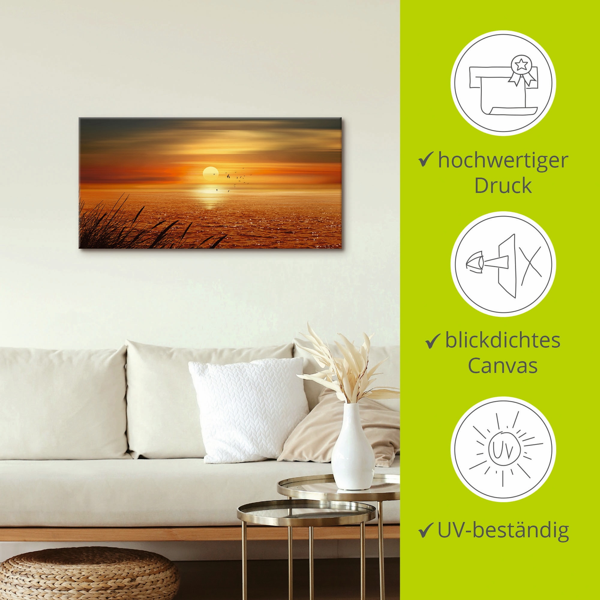 Artland Wandbild »Sonnenuntergang über dem Meer«, Sonnenaufgang & -untergang, (1 St.), als Leinwandbild, Poster, Wandaufkleber in verschied. Grössen