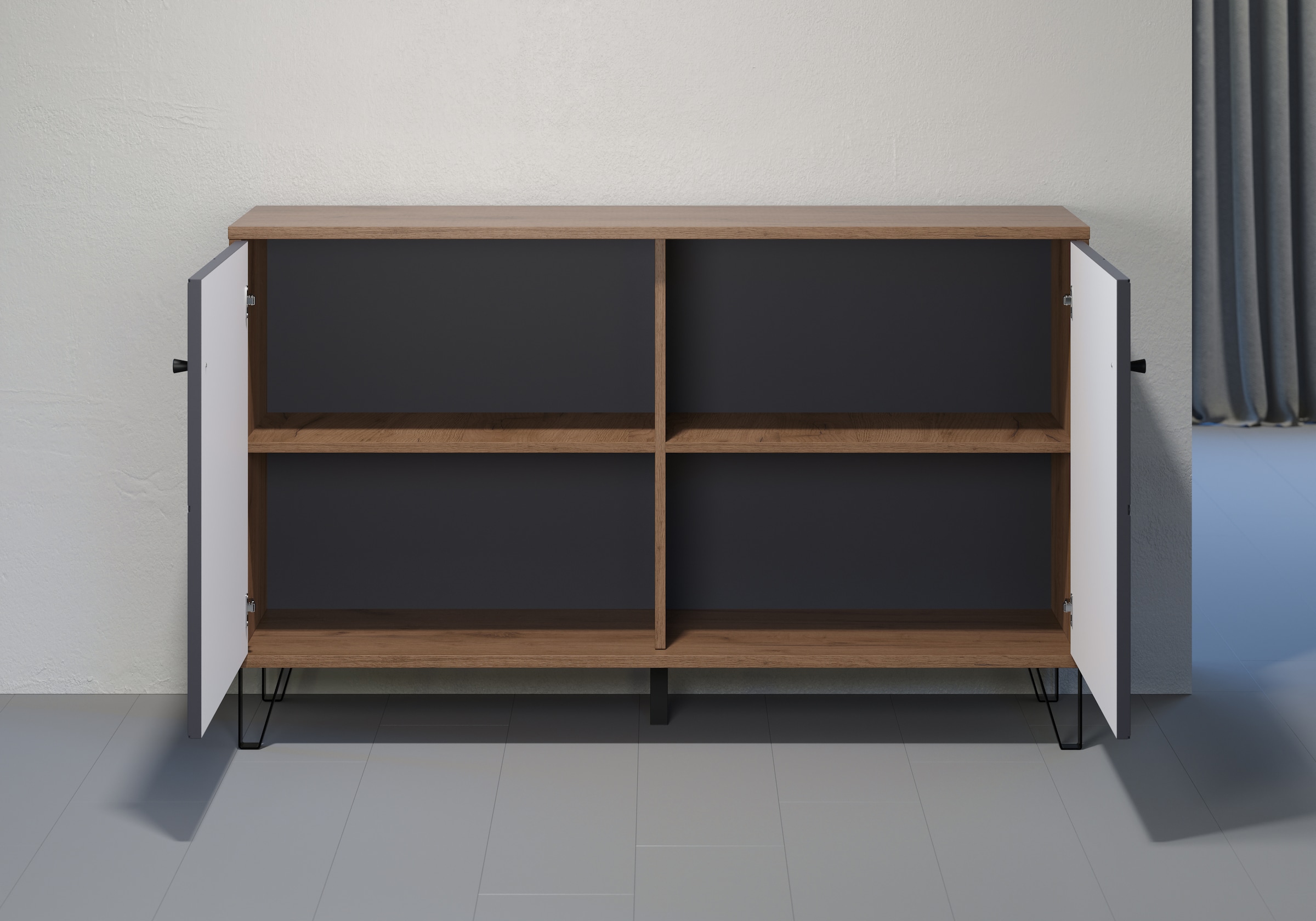 Places of Style Sideboard »Molveno«, (1 St.), aussergewöhnliches Design mit strukturierten Fronten, Soft-Close