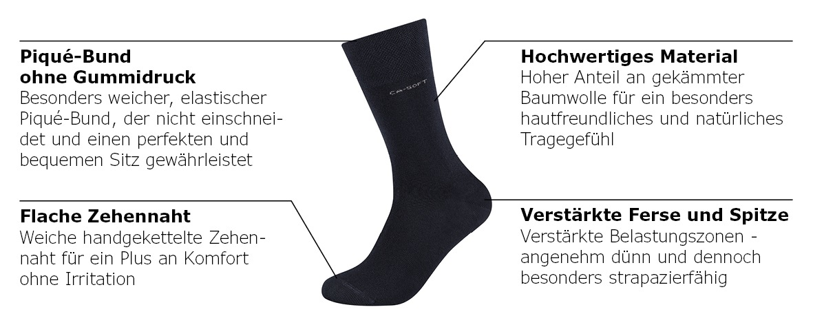 Camano Socken »ca-soft«, (4 Paar), mit verstärktem Fersen- und Zehenbereich