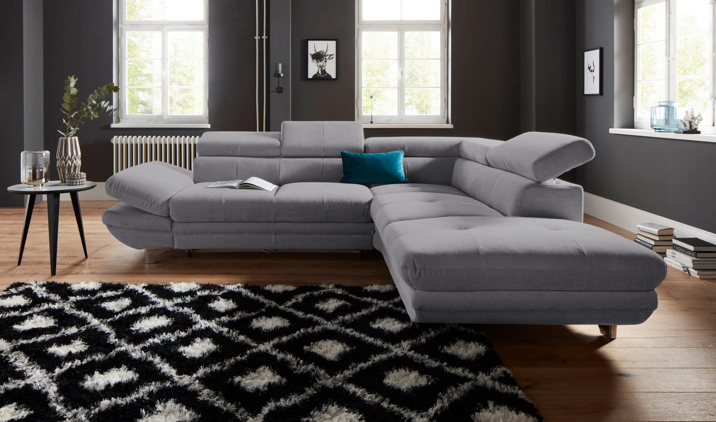 COTTA Polstergarnitur »Enterprise L-Form«, (Set), Set bestehend aus: Ecksofa mit Arm- & Kopfteilverstellung & Hocker