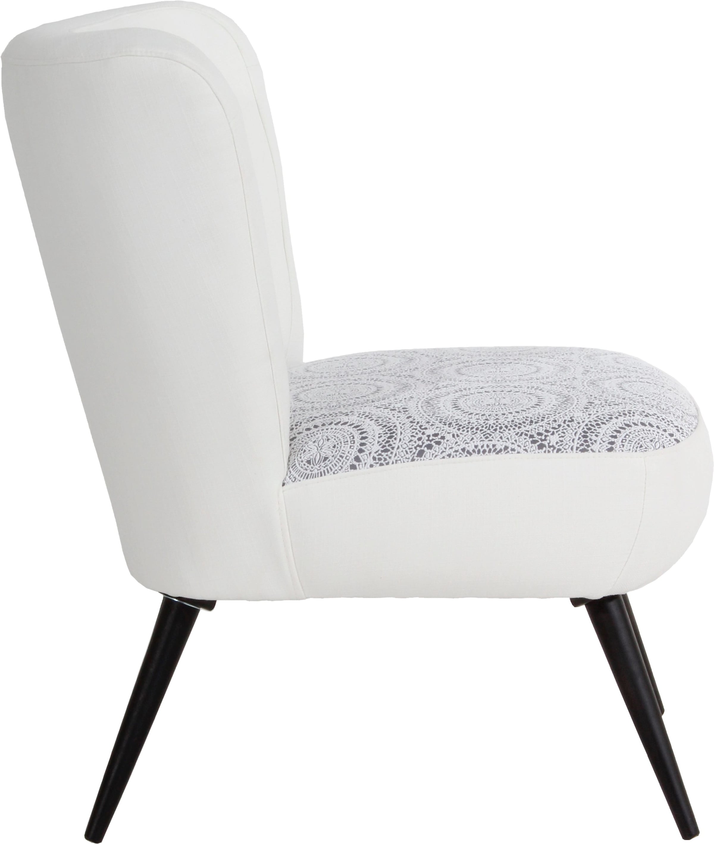 Max Winzer® Sessel »Nikki, Loungesessel, im Retrolook, mit zierlichem Häkelmuster im Sitz«, geschwungene Rückenlehne mit Knopfheftung