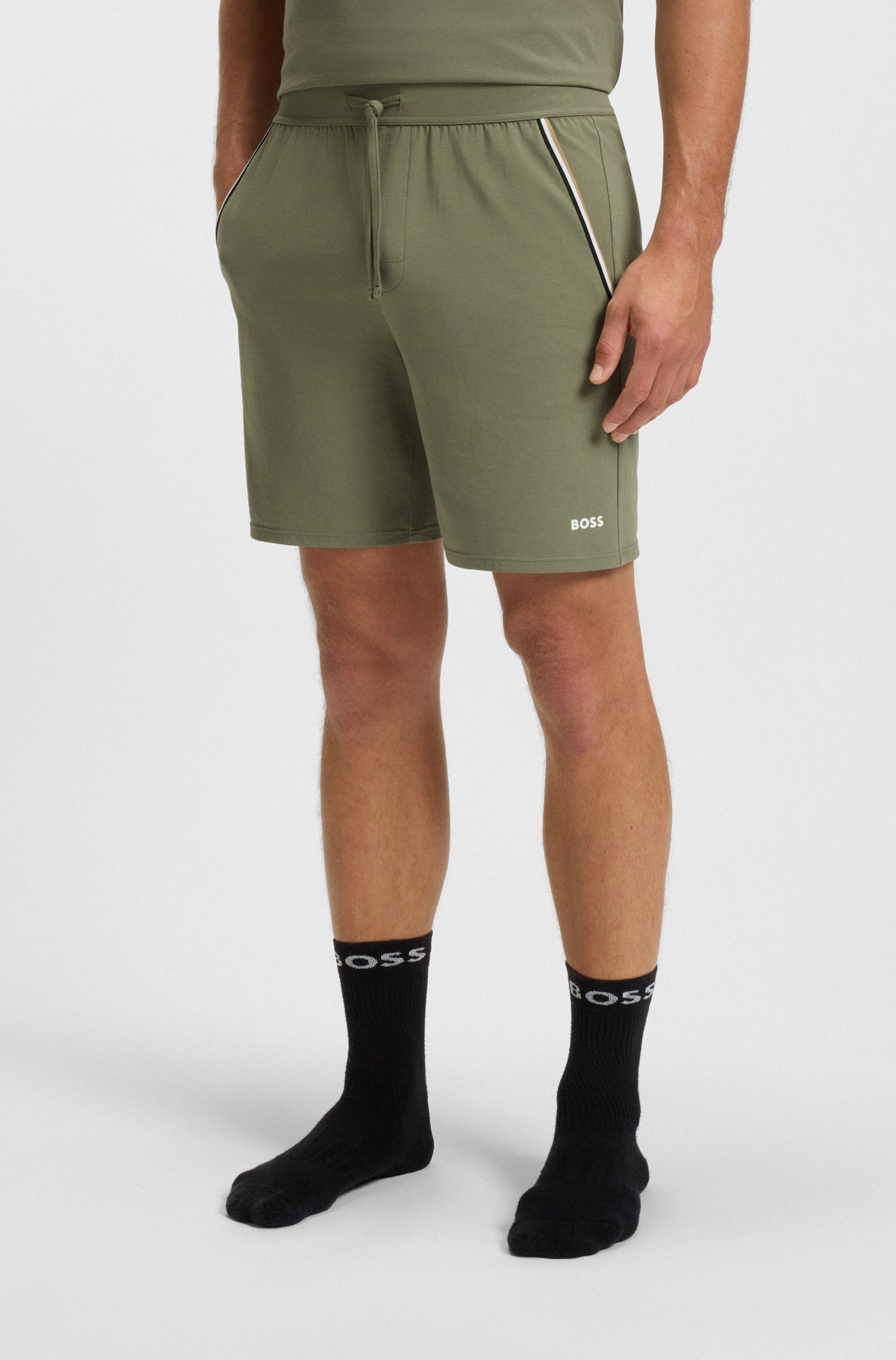 BOSS Pyjamashorts »Unique« aus elastischer Baumwolle mit Tape-Details