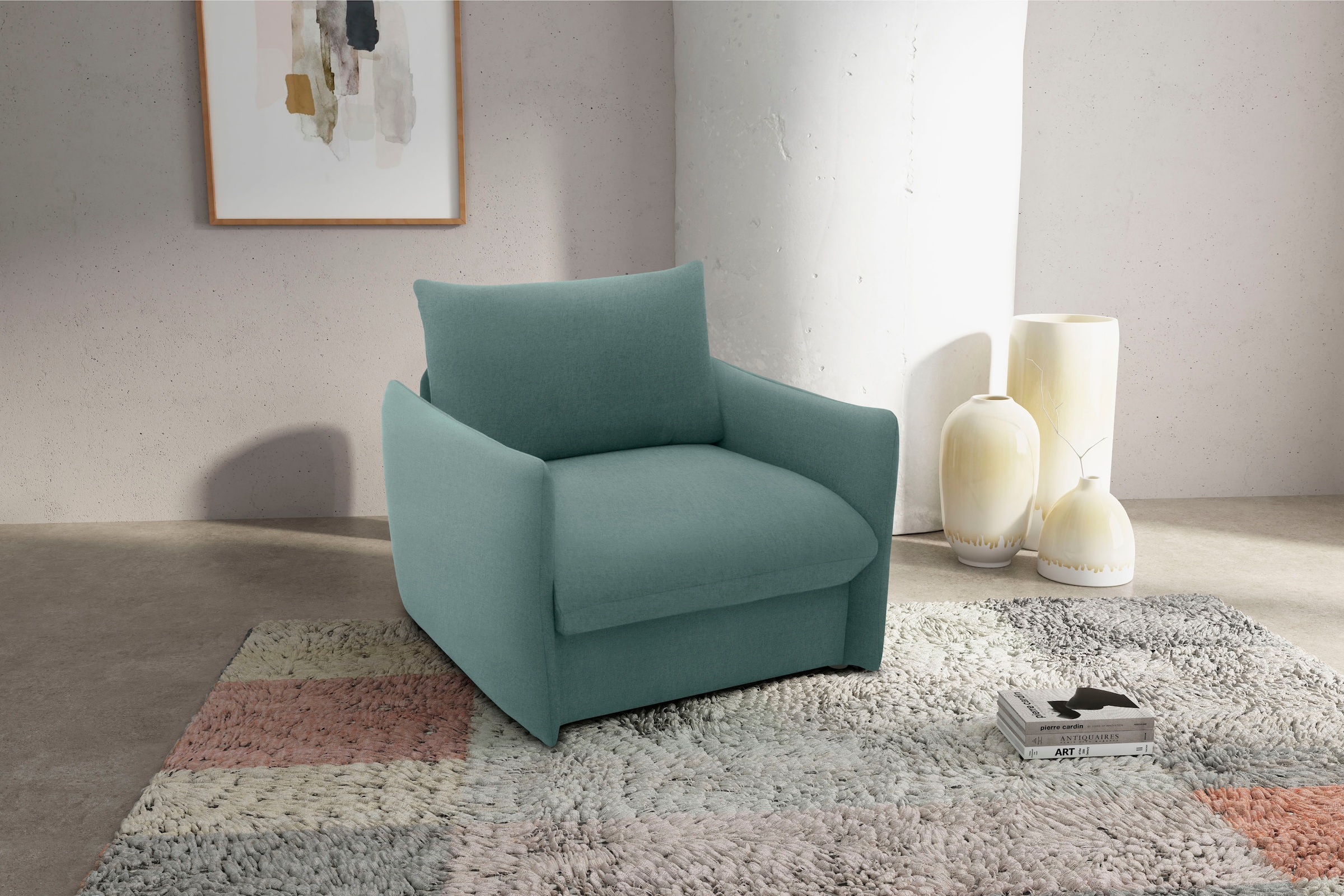 DOMO collection Sessel »700023 wandelbar zum Loungesessel, Relaxliege und Gästebett«, Schlaffunktion, Federkern, stabile Liegefläche ca. 70 x 195 cm