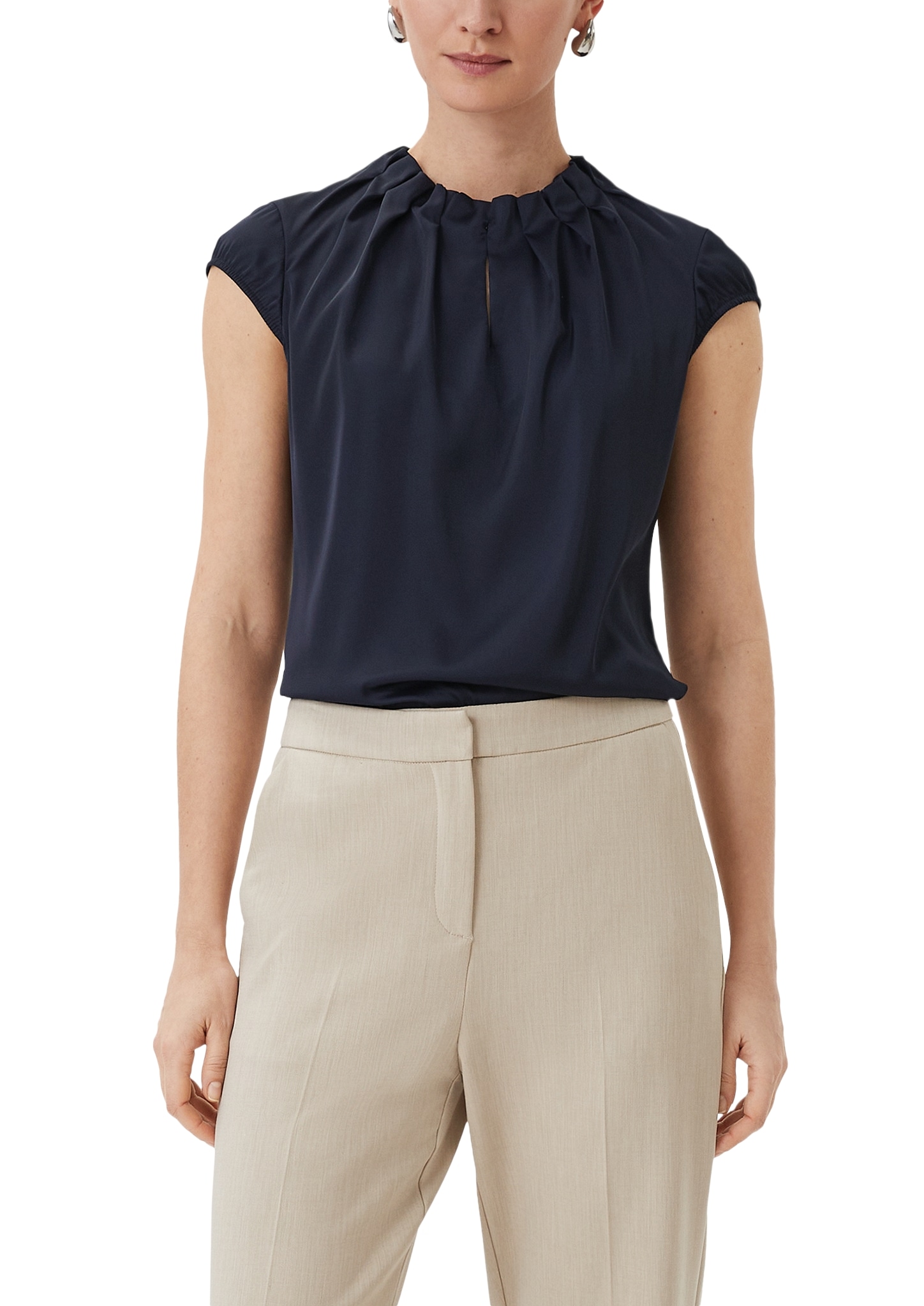 Comma Satinbluse mit Raffung am Hals