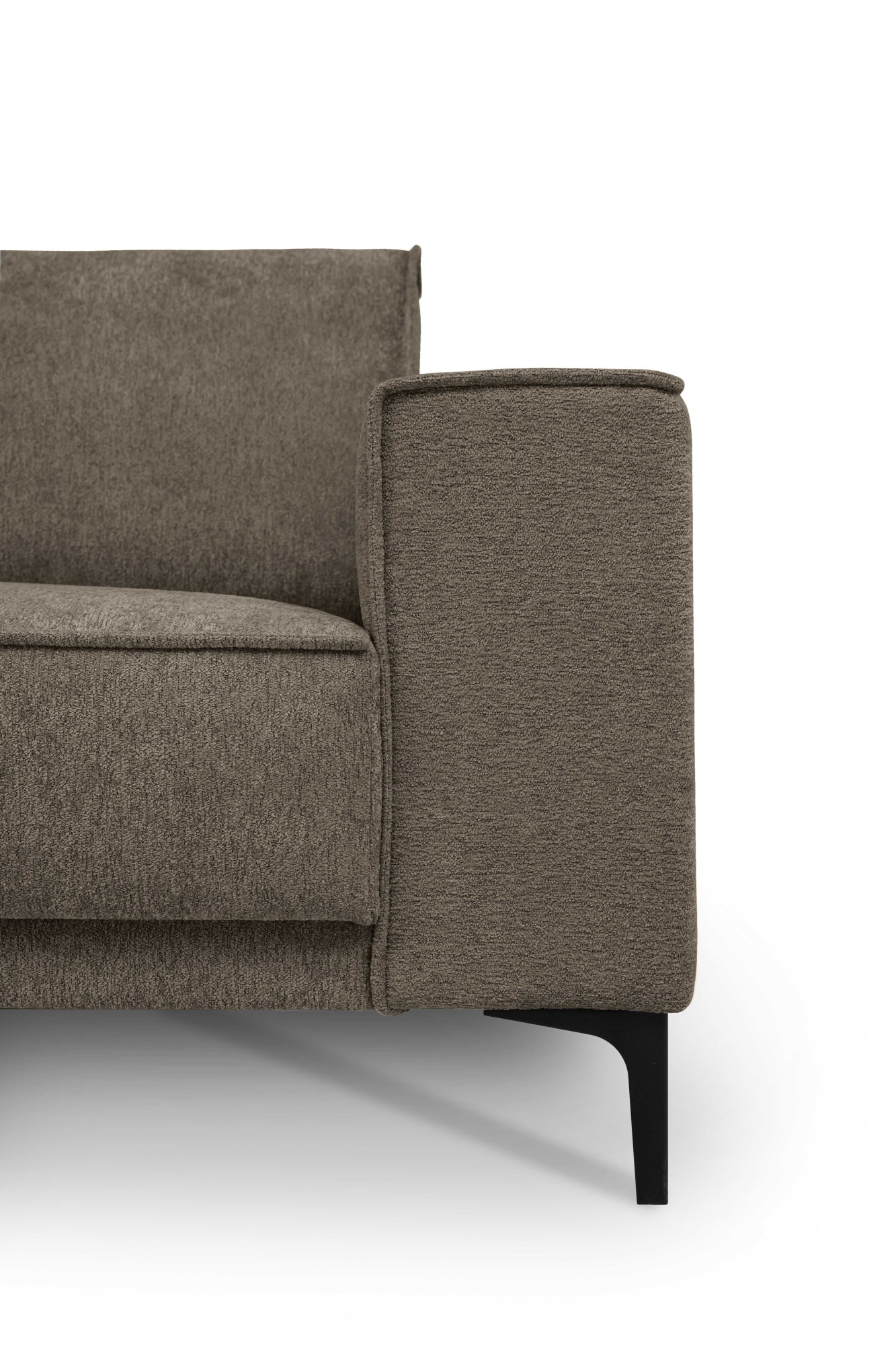 Places of Style Ecksofa »Polsterecke Oland, Struktur, Flachgewebe, Luxus-Microfaser, Boucle«, L-Form, 289 cm, Wellenunterfederung, Skandi-Design, Metallfüsse