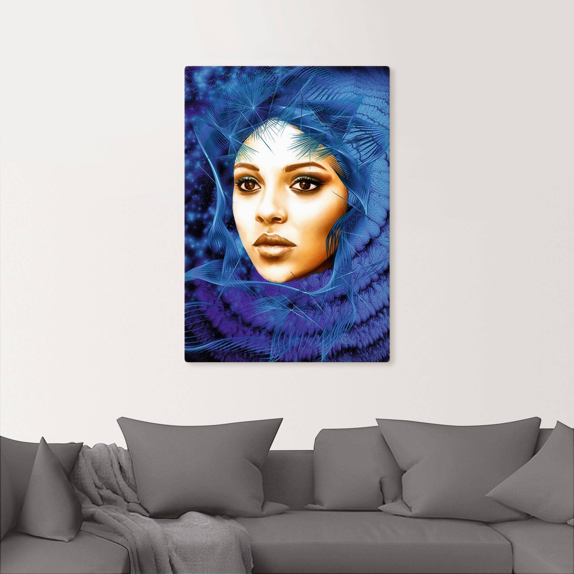 Artland Wandaufkleber Wandbild in Jelmoli-Versand online von Frauen, blaue | shoppen Bilder Grössen versch. (1 als Poster St.), »Die Kapuze«, oder Alubild, Leinwandbild,