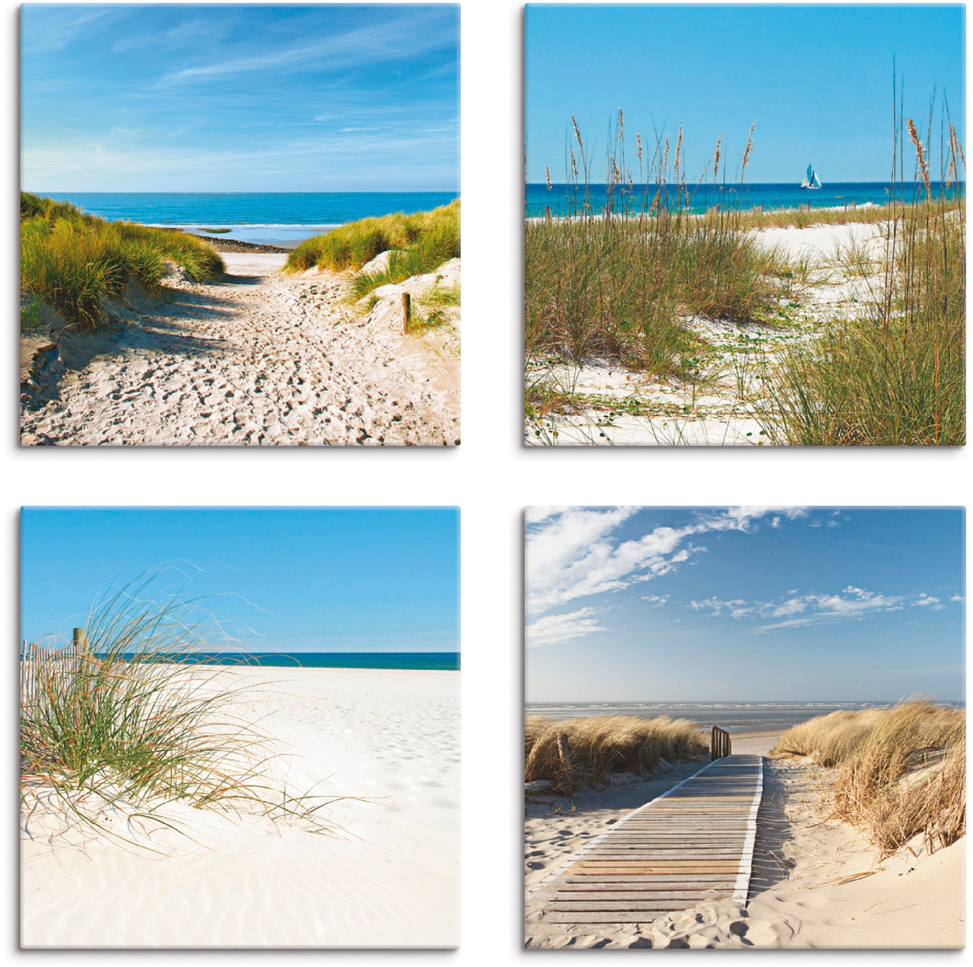 Artland Leinwandbild »Strand und Sanddünen«, 4er | Set, verschiedene online Jelmoli-Versand kaufen (4 Strand, Grössen St.)