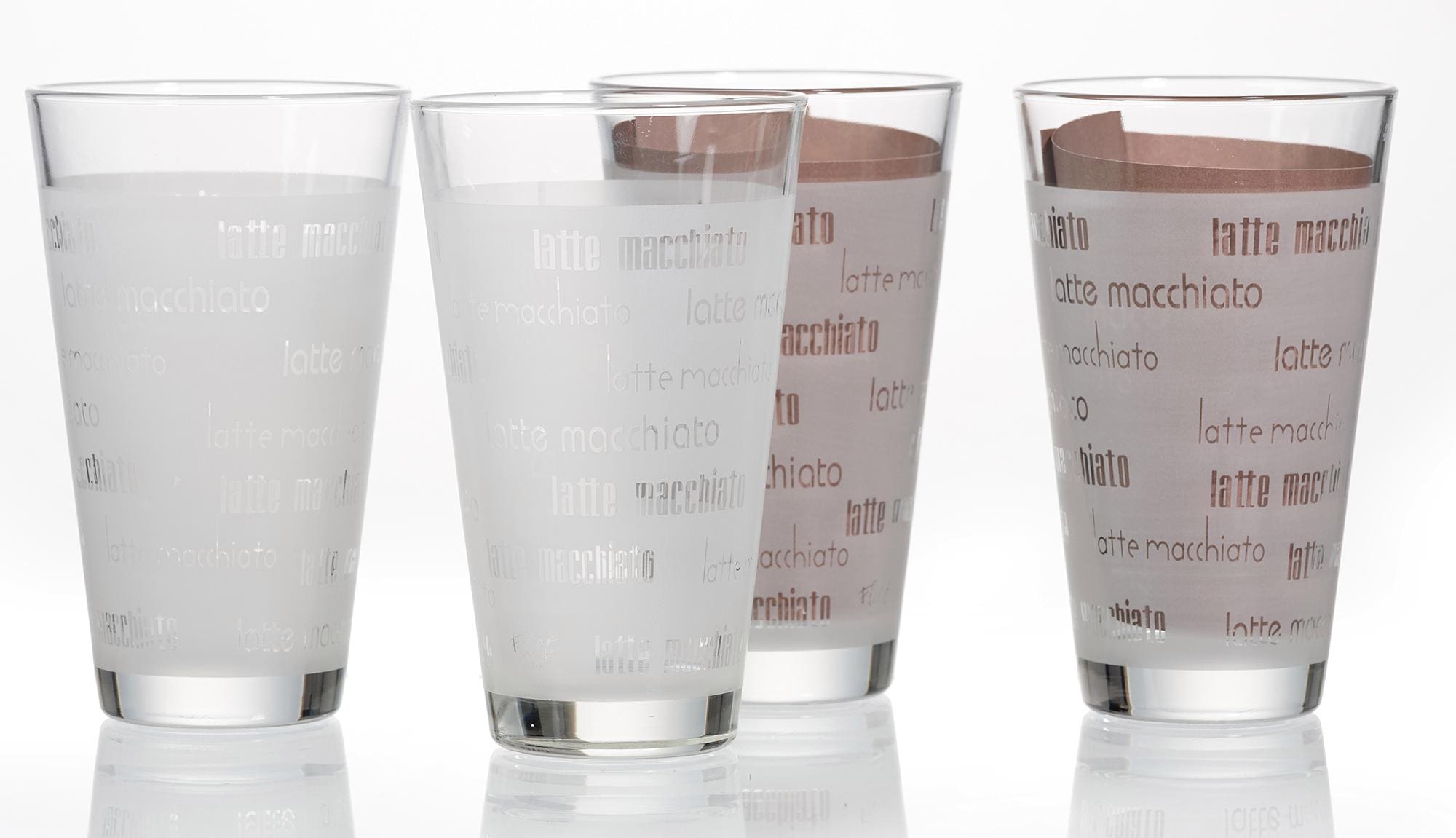 Ritzenhoff & Breker Latte-Macchiato-Glas »Chicco«, (Set, 4 tlg., (4 Becher), Schrift-Dekor, 4-teilig