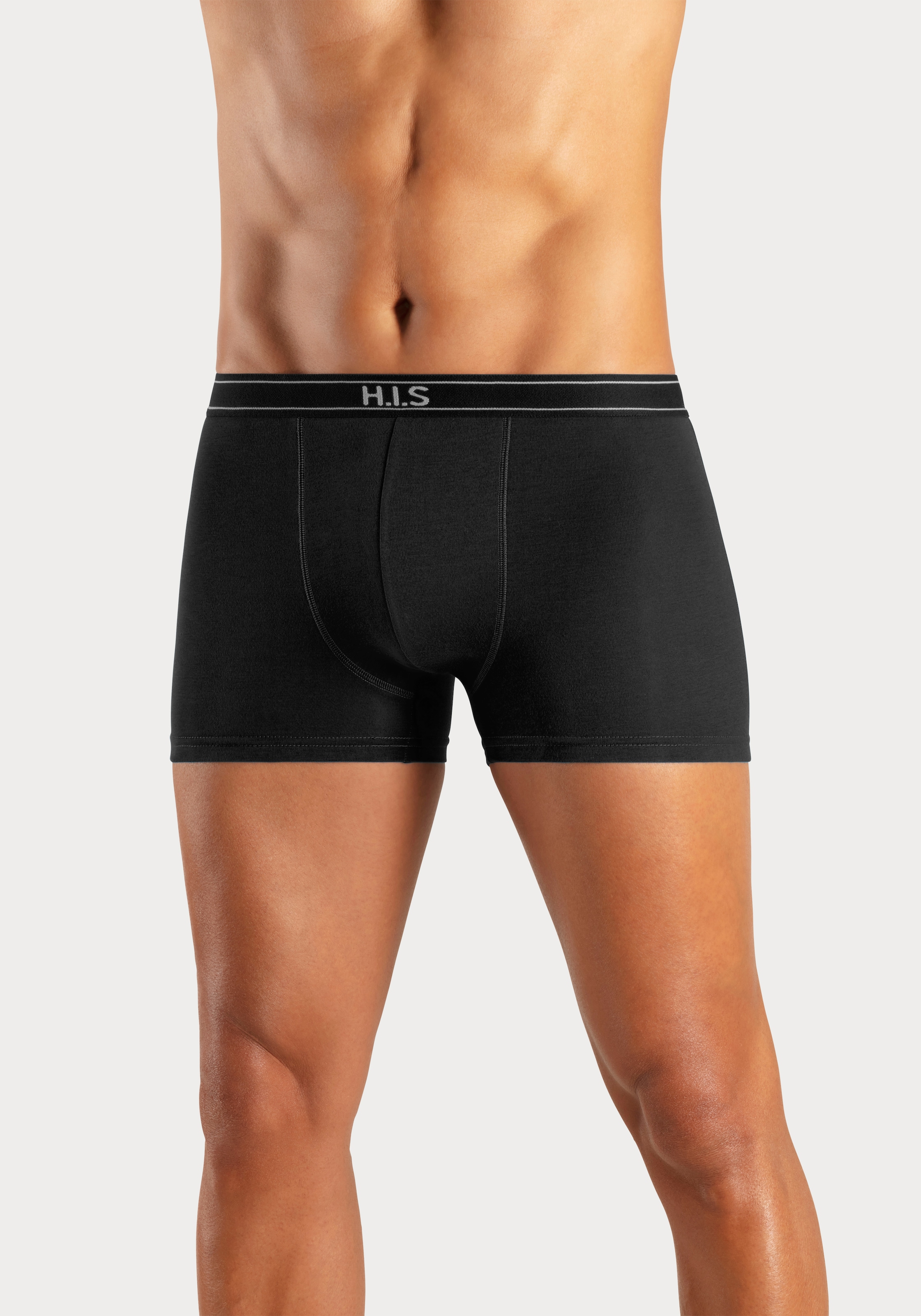 H.I.S Boxer, (Packung, 5 St.), mit Steifen und Logo im Bund