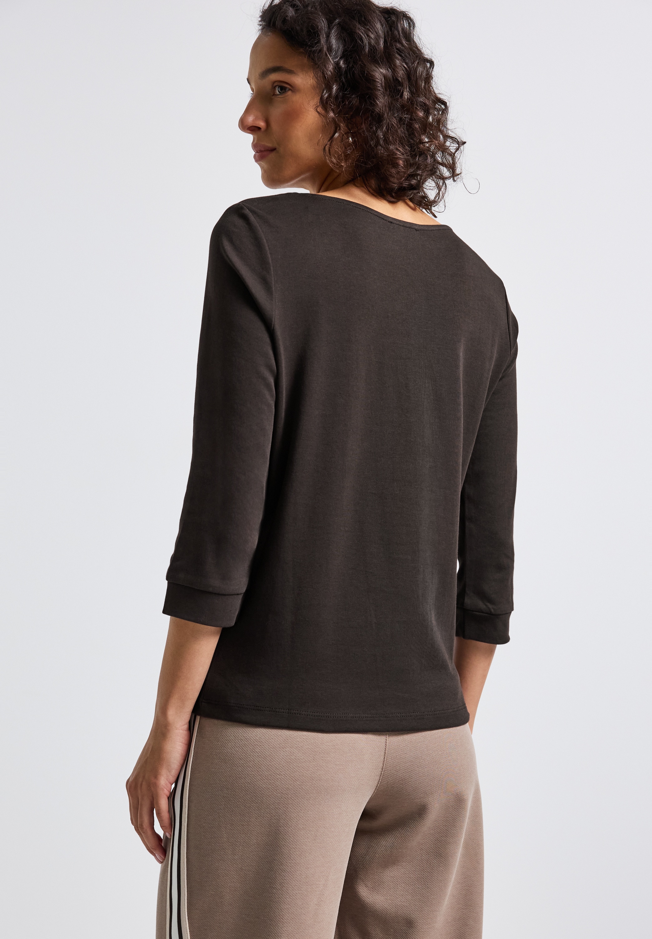 STREET ONE 3/4-Arm-Shirt, U-Boot-Ausschnitt und 3/4-Ärmel mit Bündchen
