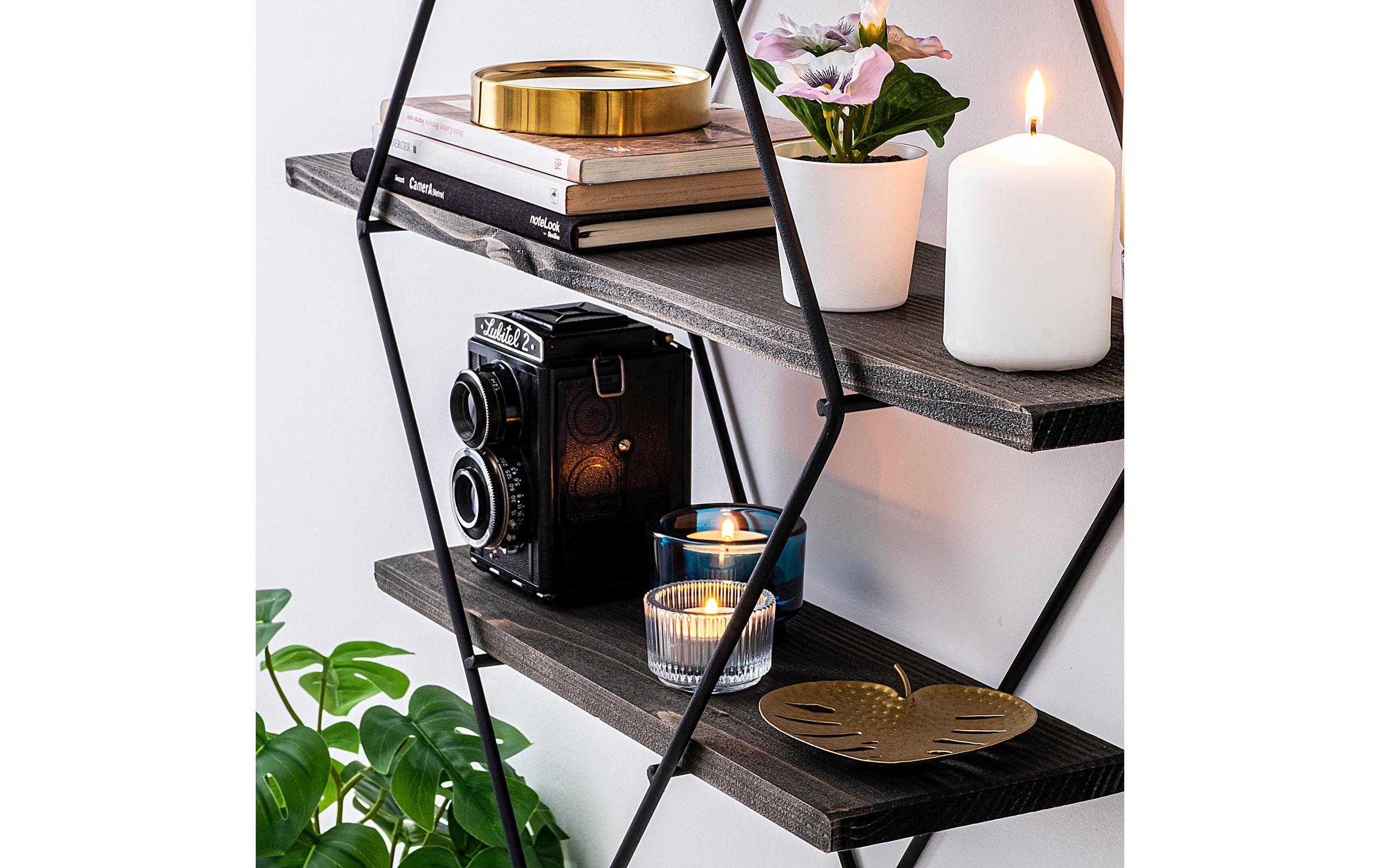 Wandregal »Woody Fashion Erysimum 60 x 40 x 15 cm, Schwarz/Walnuss«