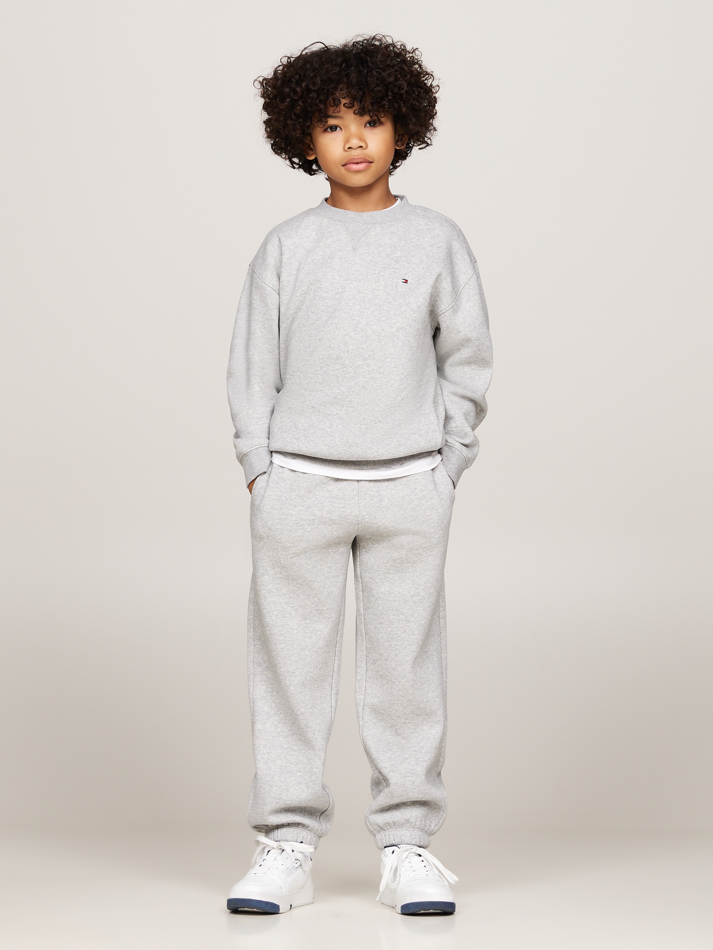 TOMMY HILFIGER Langarmshirt & Hose »U TIMELESS FLEECE SET«, Babys bis 2 Jahre, melierte Ware