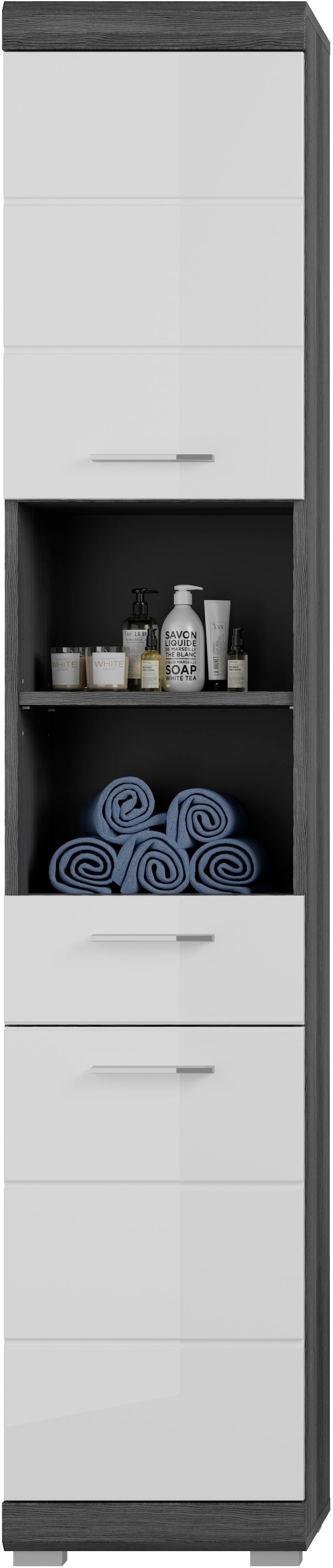 INOSIGN Badmöbel-Set »Siena, 3 teilig, bestehend aus:«, (Set, 3 St.), Hochschrank, Waschbeckenunterschrank, Spiegelschrank