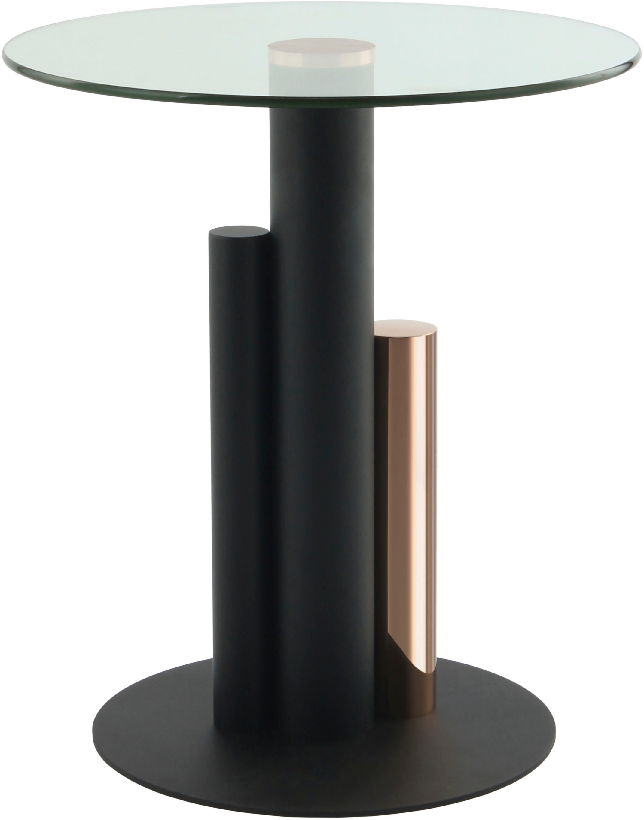Kayoom Beistelltisch »Ontario 225, Runde Glasplatte aus Sicherheitsglas, 100% Edelstahl«, (1 St.), Modernes Design, zweifarbiges Säulengestell, Eyecatcher Element