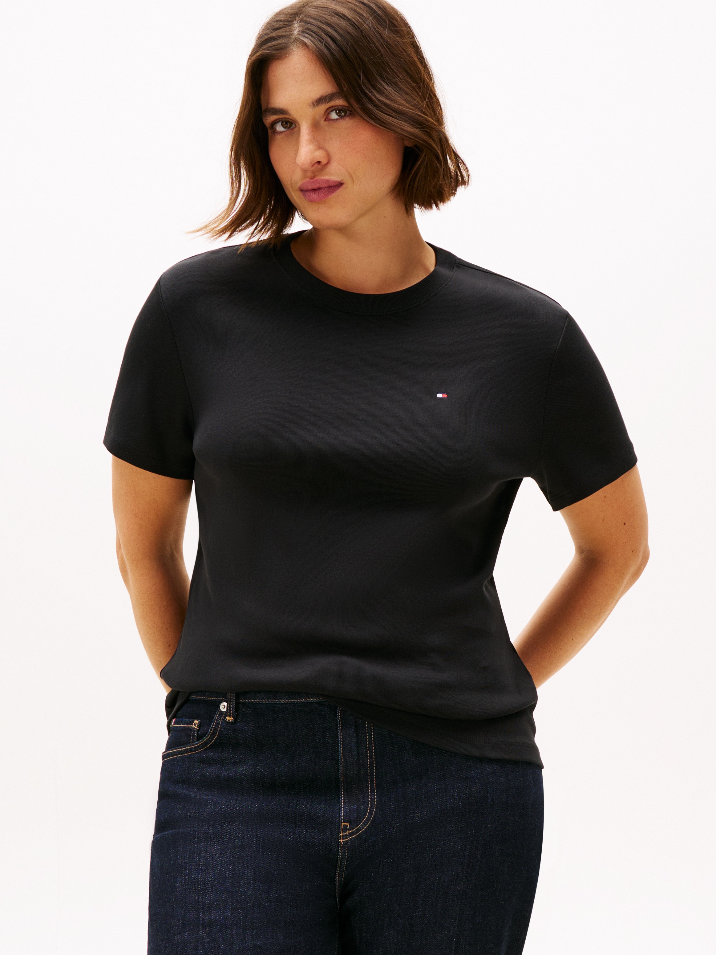 Tommy Hilfiger Curve Rundhalsshirt »CRV SLIM CODY C-NK SS« in Grossen Grössen, mit Rundhals
