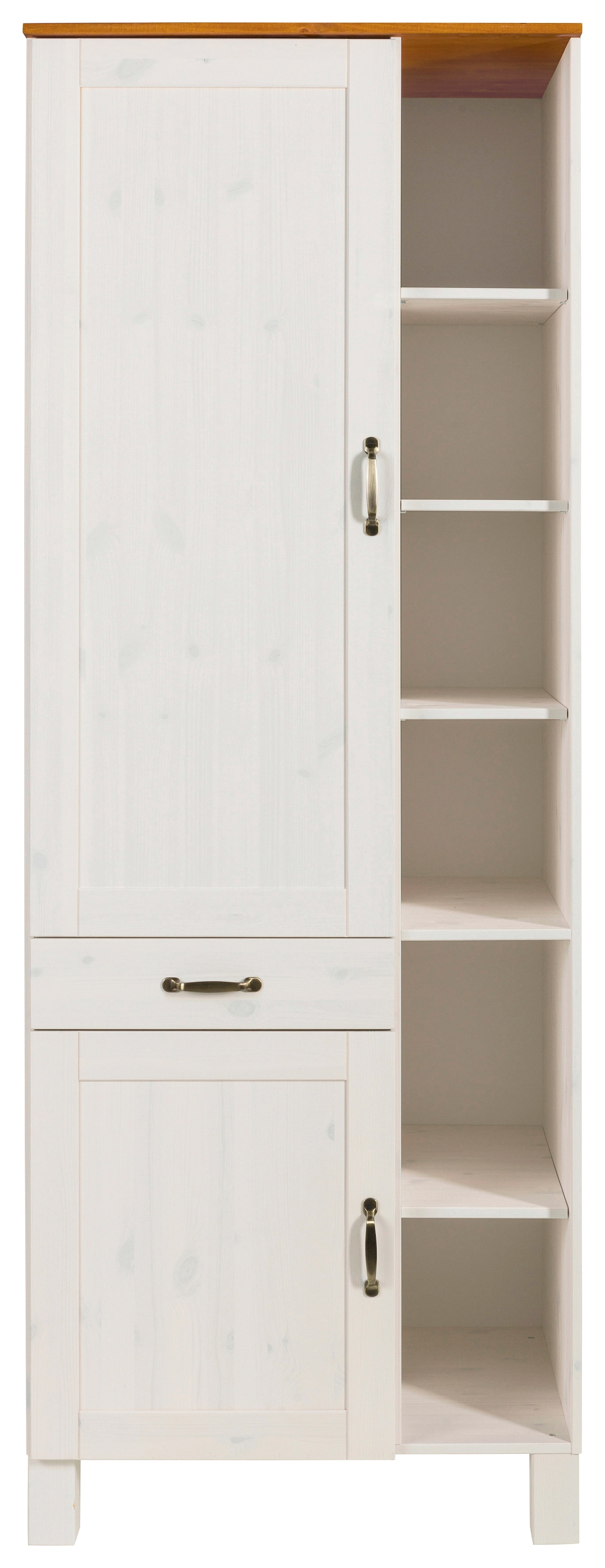 Home affaire Hochschrank »Alby«, Breite 75 cm, 2 Türen, 1 Schubkasten, 6 offene Fächer