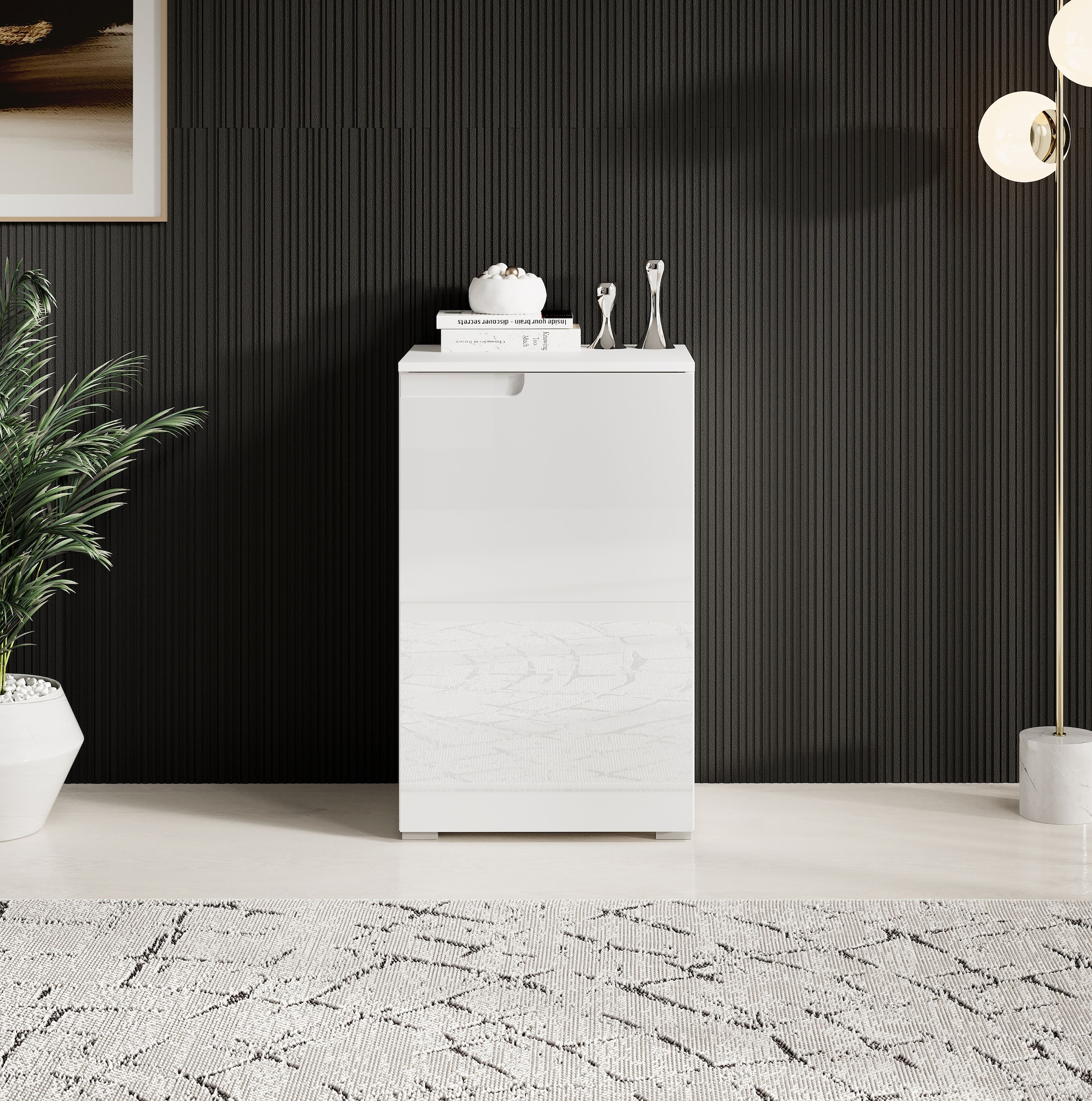 HBZ Kommode »Spice Weiss Hochglanz, BxHxT 50x80x40 cm«, Kommode mit 1 Tür und 1 Einlegeboden verstellbar