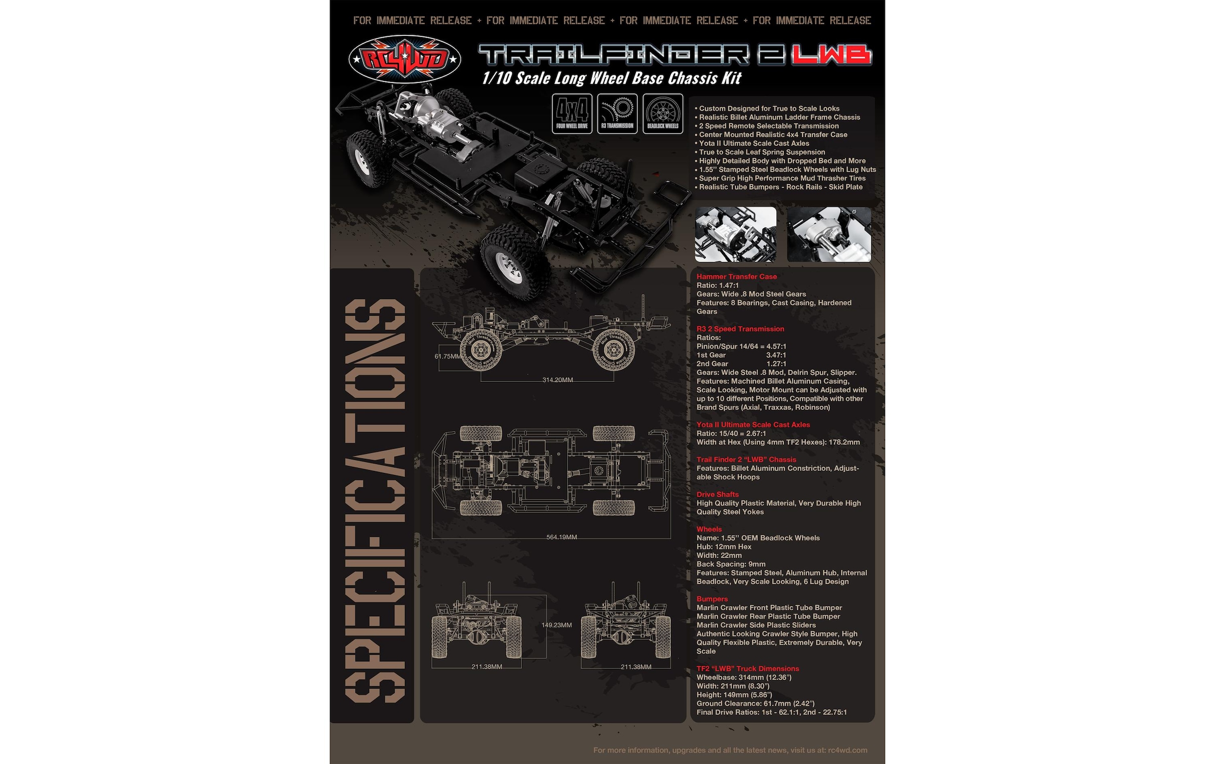 RC-Monstertruck »RC4WD Trail Finder 2 LWB Chassis Kit,«