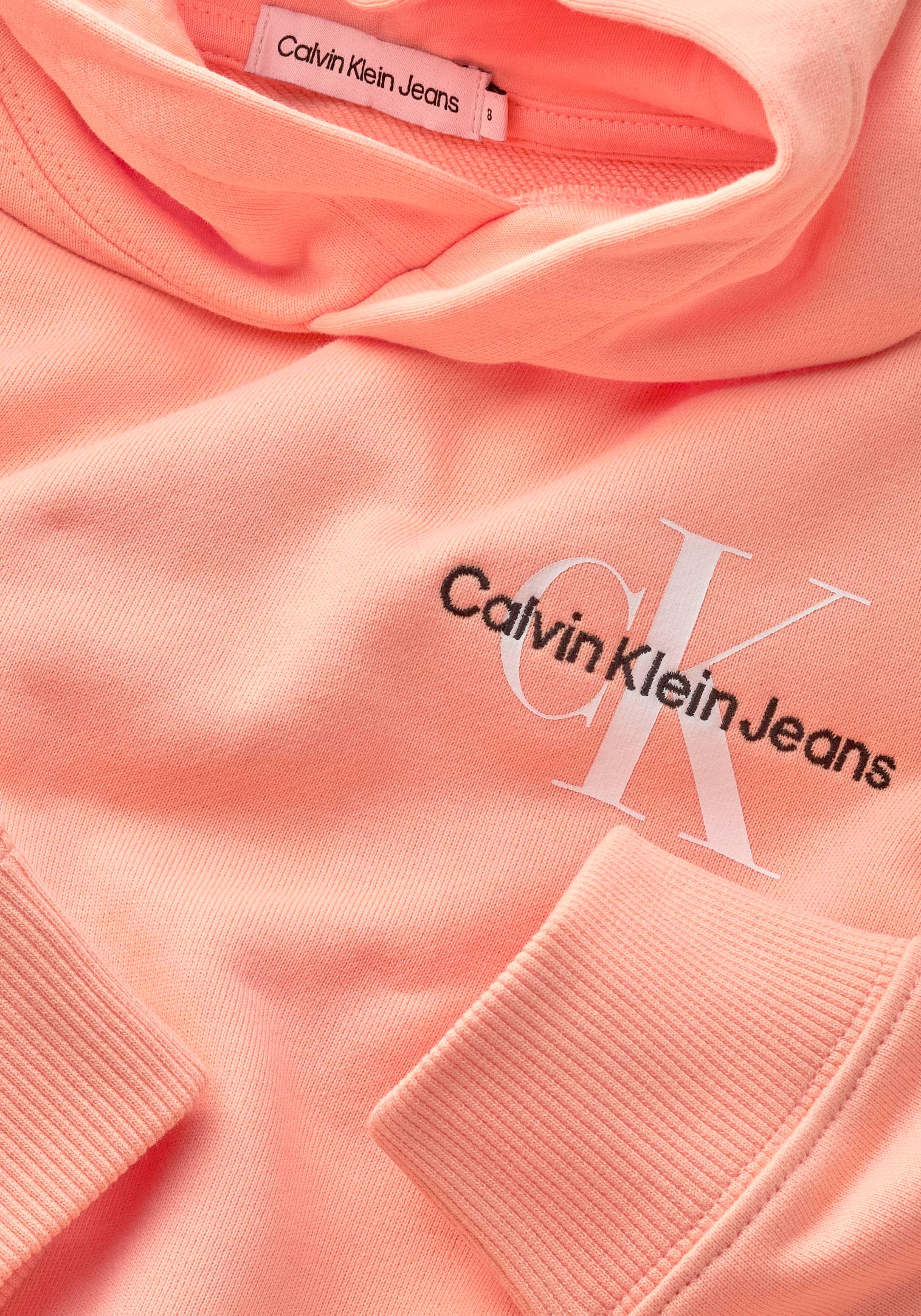 Klein Jeans auf Kapuzensweatshirt, Calvin Jelmoli-Online Klein Junior Kinder Brust Calvin Kids ❤ Logostickerei der Shop MiniMe,mit im entdecken