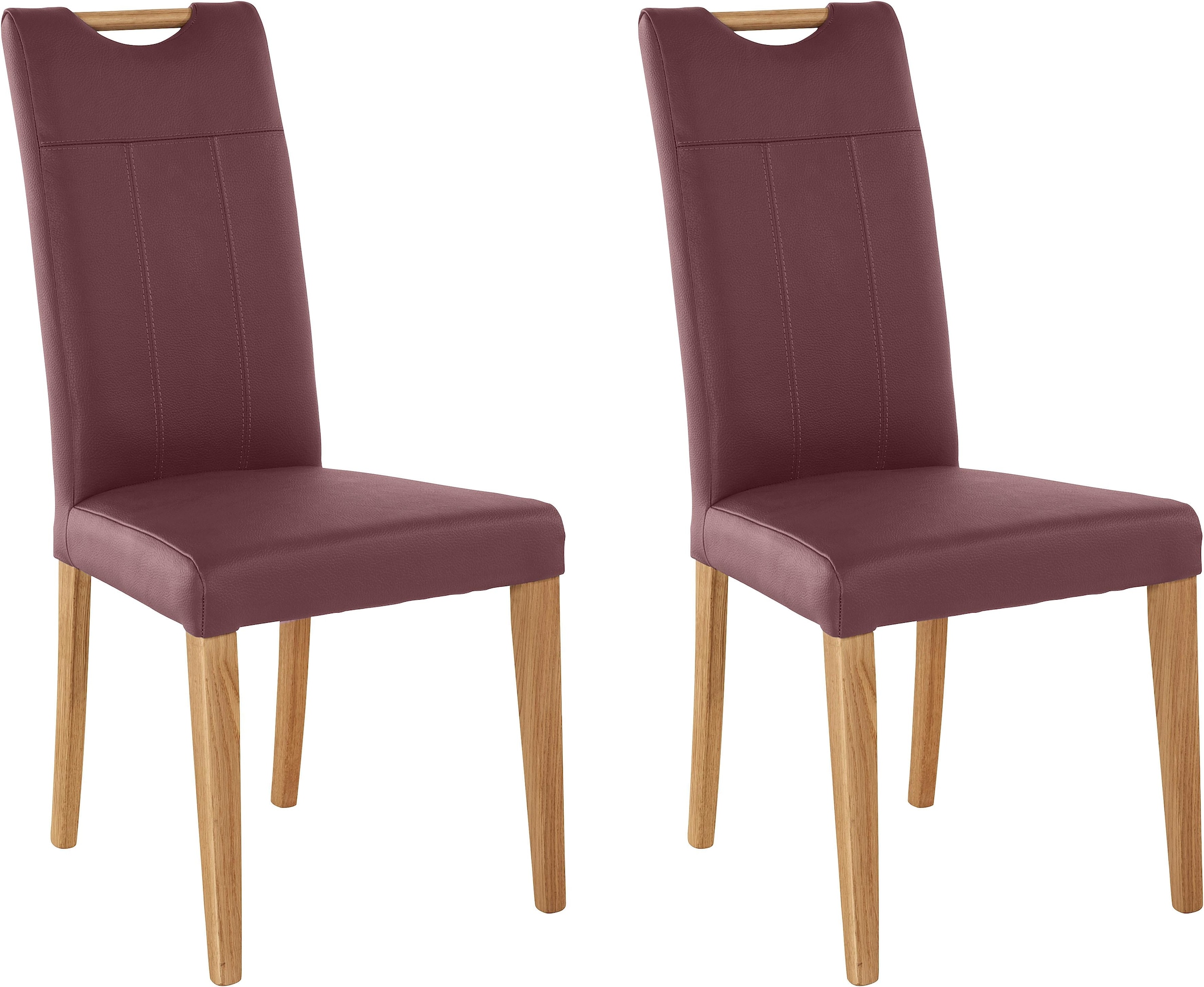 Home affaire Esszimmerstuhl "Roberta" (Set) 2 Stk.mit Bezug aus Echtleder und Gestell aus Eiche Massivholz
