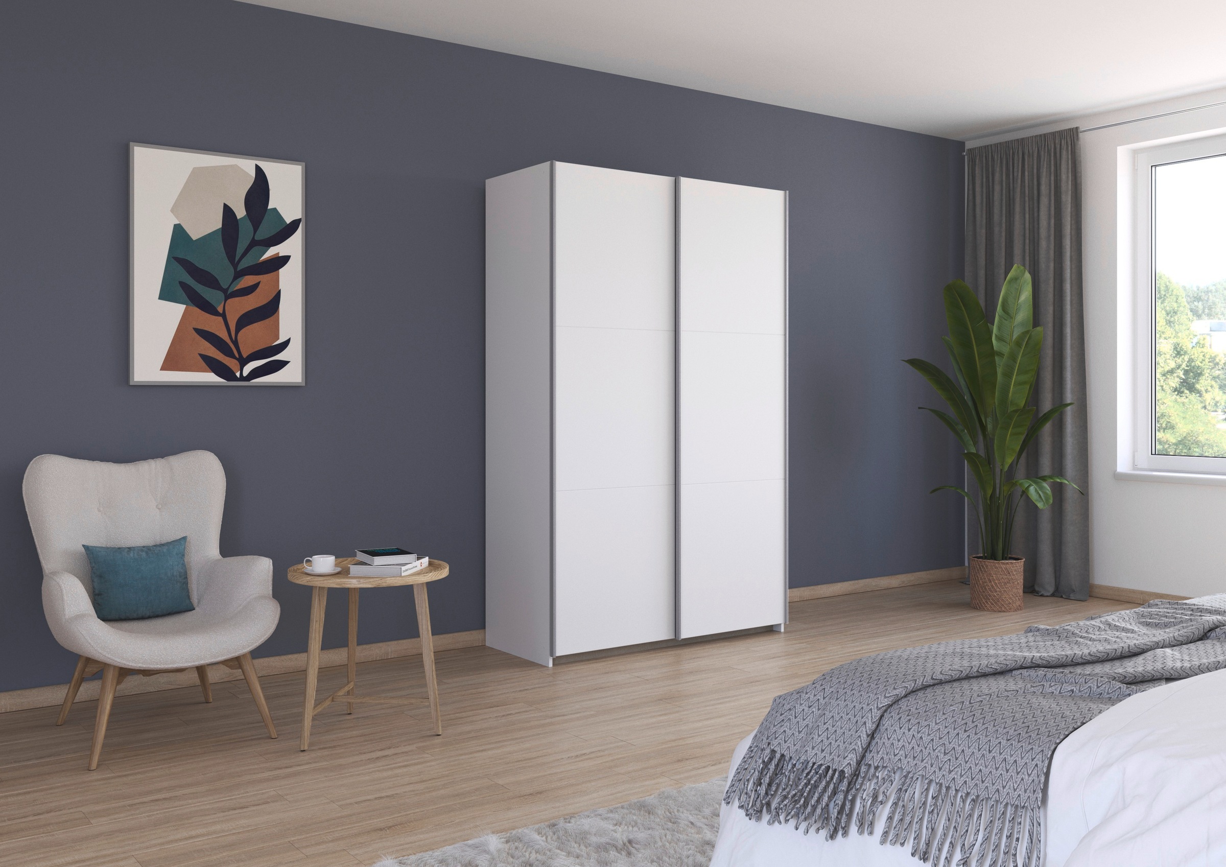 rauch Schwebetürenschrank "Kleiderschrank Drehtürenschrank Schrank Garderobe KRONACH" in 3 Ausstattungen BASIC/CLASSIC/PREMIUM, Breiten 131/175/218/261 cm, optional ohne, mit 1 oder 2 Spiegel, viel Stauraum MADE IN GERMANY