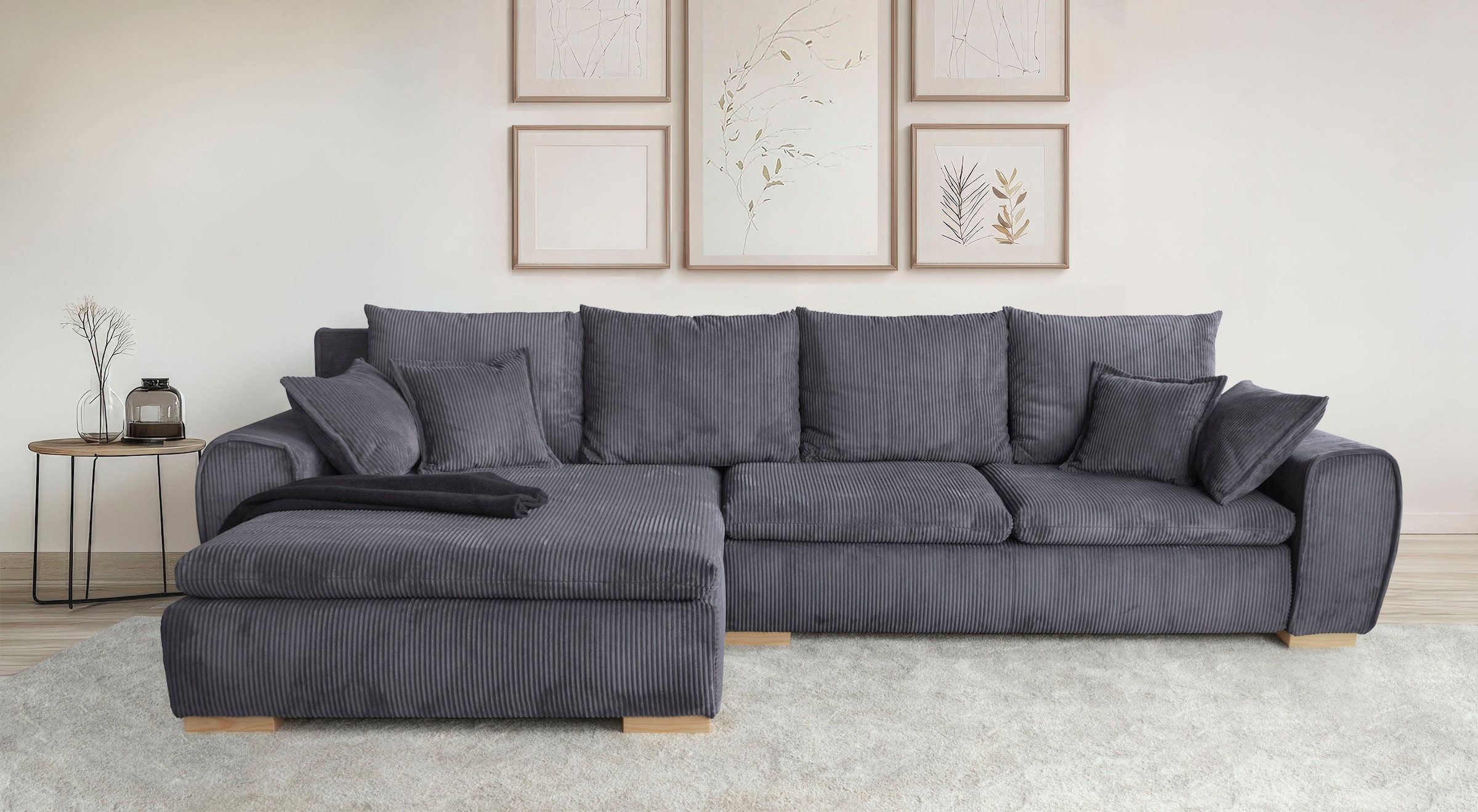 Home affaire Ecksofa »Katja L-Form«, Cord Bezug, inkl. Schlaffunktion und Stauraum