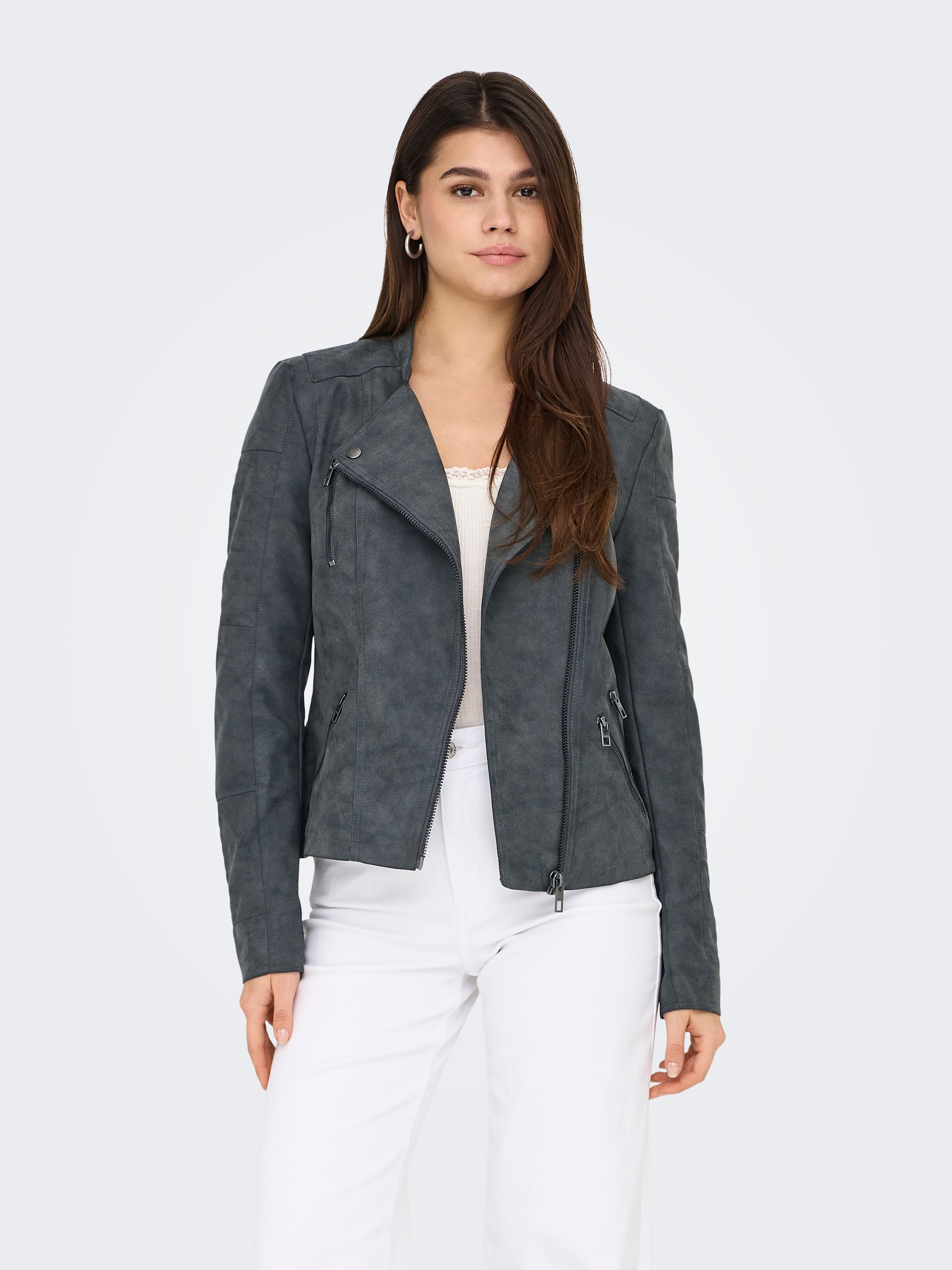 ONLY Lederimitatjacke »ONLAVA FAUX LEATHER BIKER OTW NOOS«, mit Biker-Details