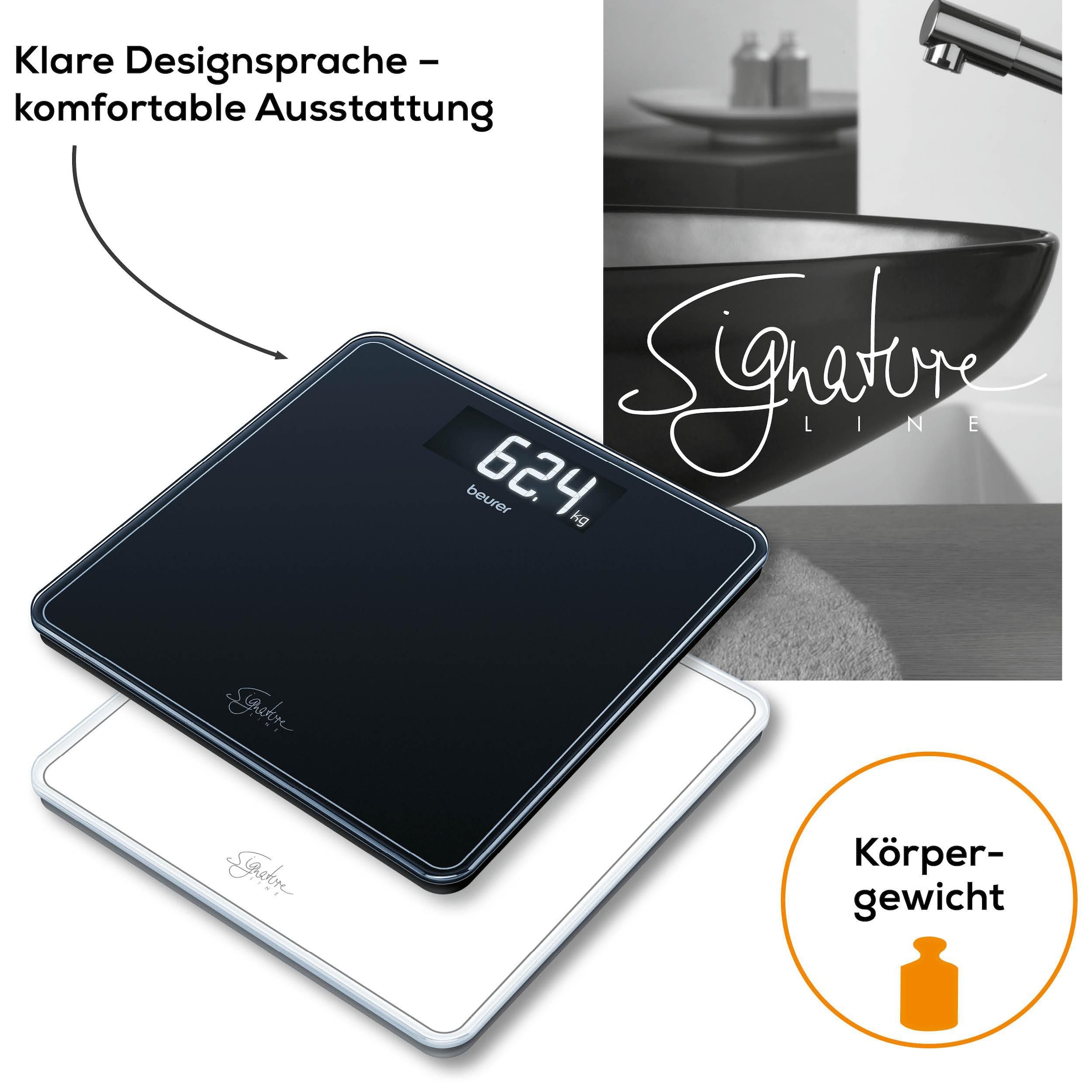 BEURER Personenwaage »GS 400, grosse Trittfläche mit 8 mm weissem Sicherheitsglas«, XL-Display, Tragkraft bis 200 kg und praktische Einschaltautomatik
