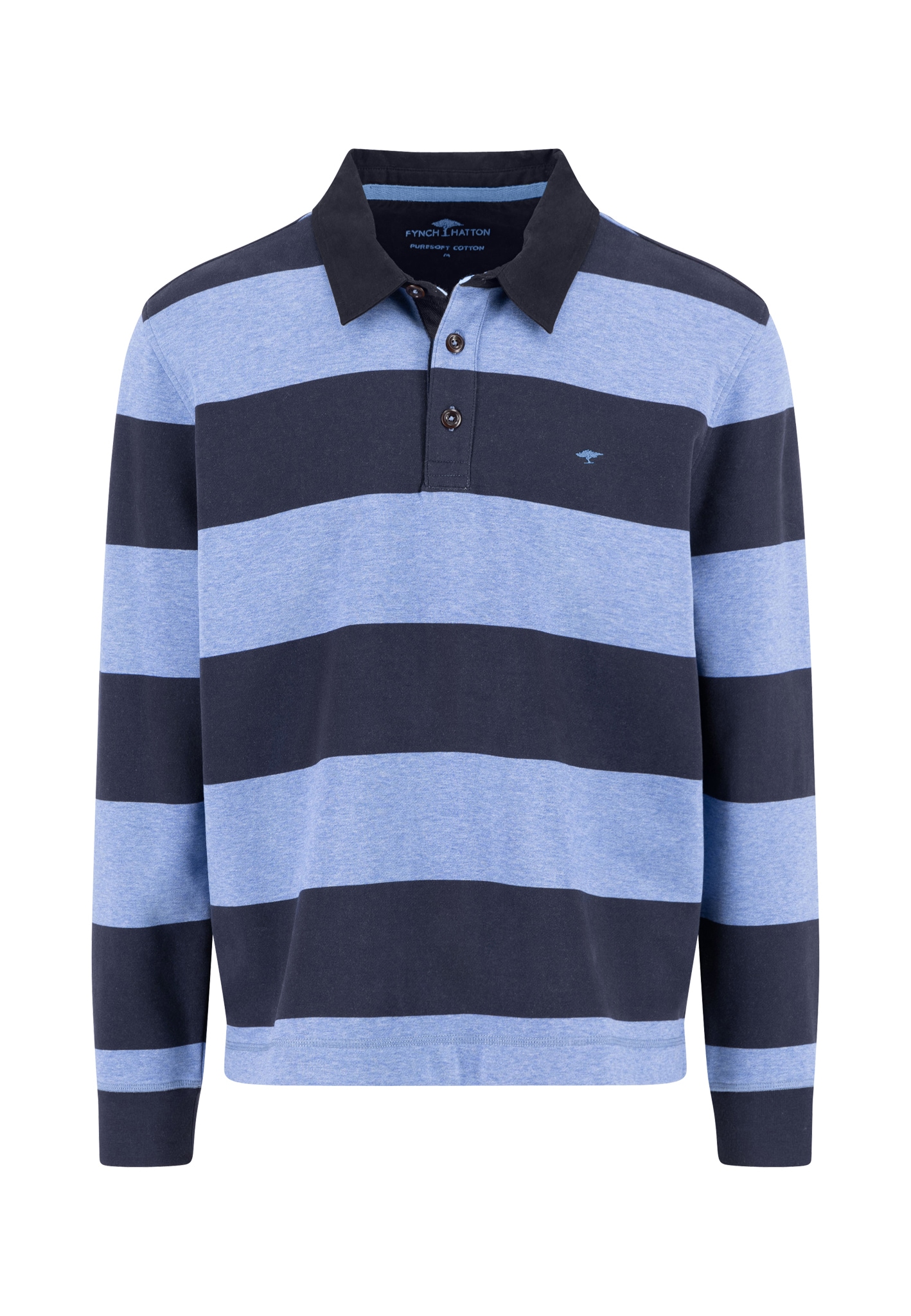 FYNCH-HATTON Langarm-Poloshirt mit Streifen-Muster