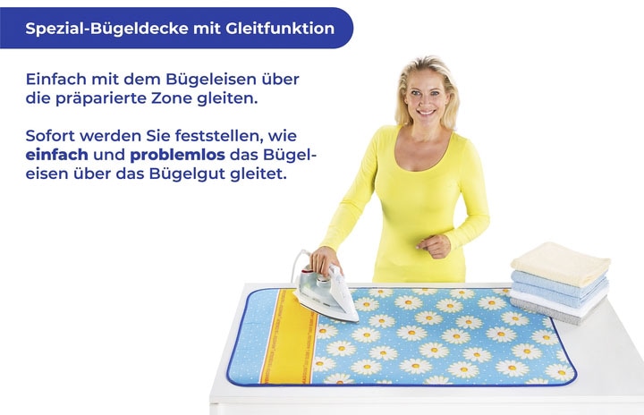 Maximex Bügelbrettbezug »Modell Margie«, Bügeldecke, Bügelunterlage für den Tisch, 100 x 65 cm, Blitzbügelzone