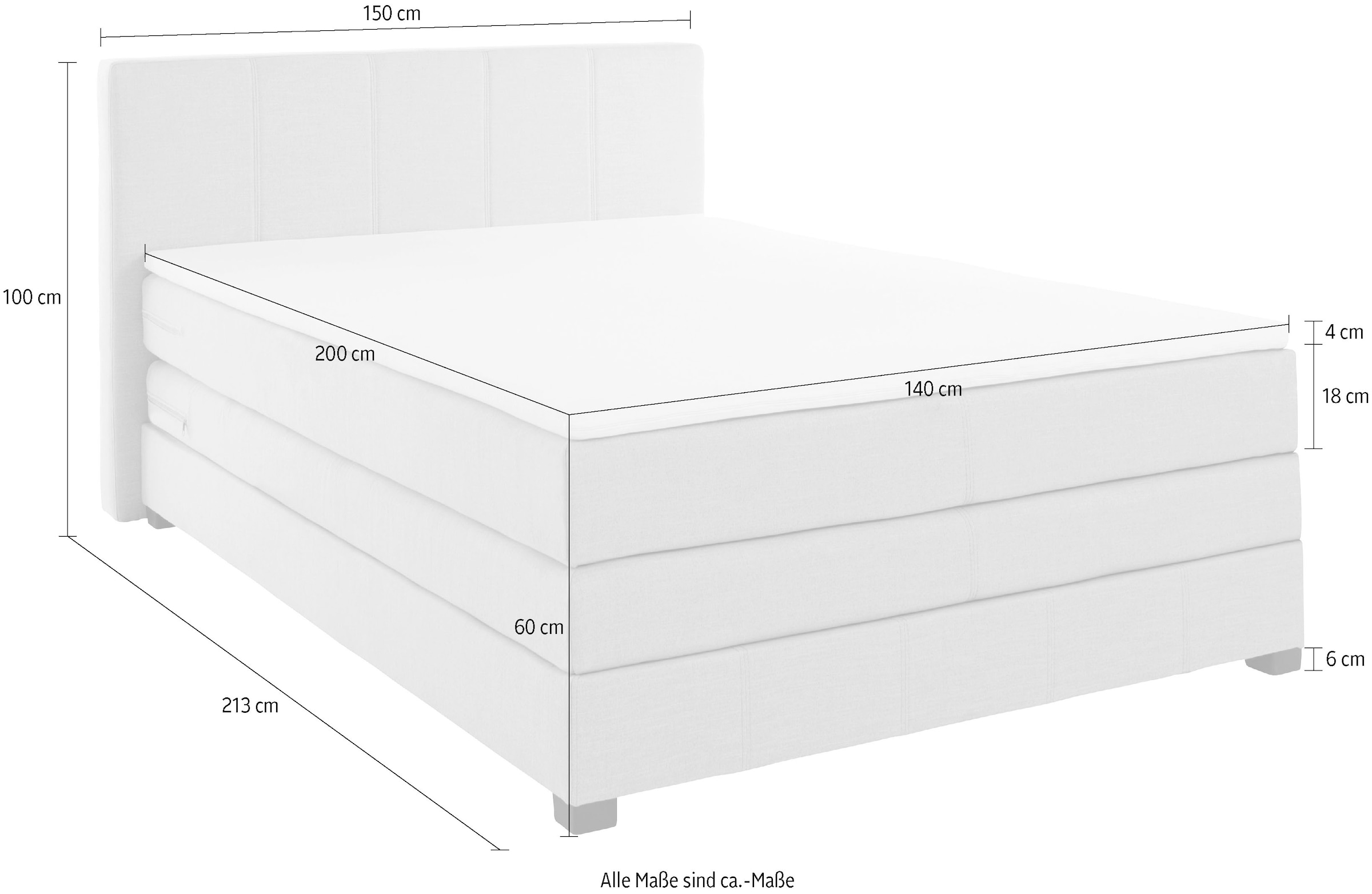 GOODproduct Boxspringbett »Peetu«, Taschenfederkern-Matratze, in 4 Breiten und 4 Farben, incl. Topper